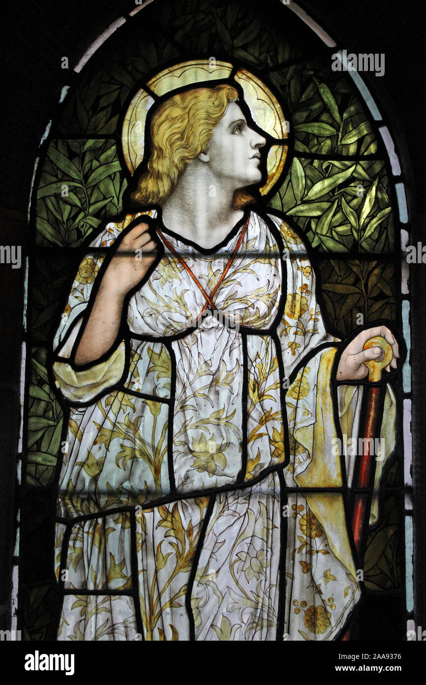 Stained Glass Window Depicting the Cardinal Virtue 'Hope' Stock Photo