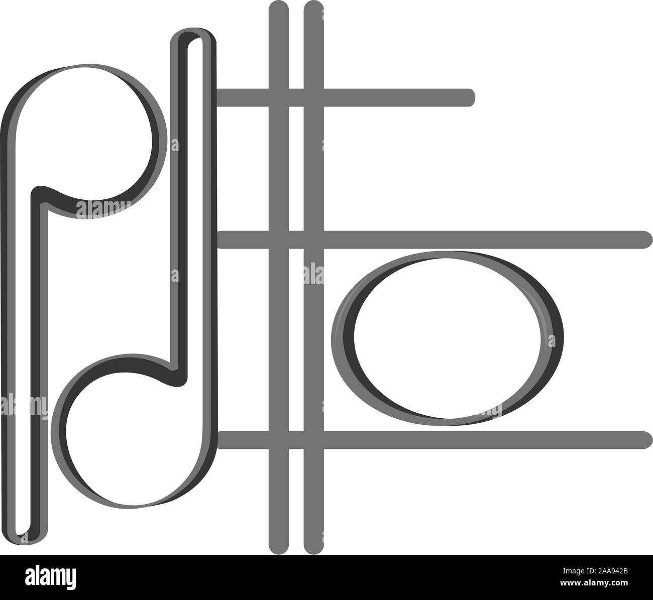 Set of musical notes over a colored background - Vector Stock Vector