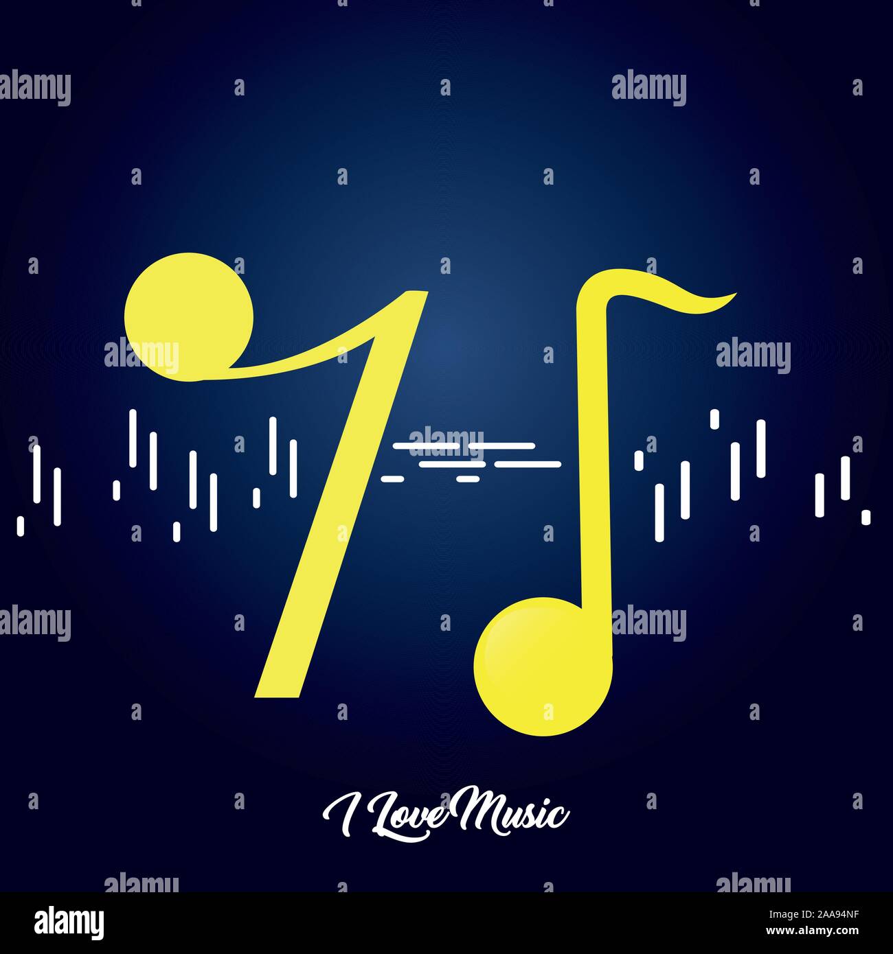 Set of musical notes over a colored background - Vector Stock Vector