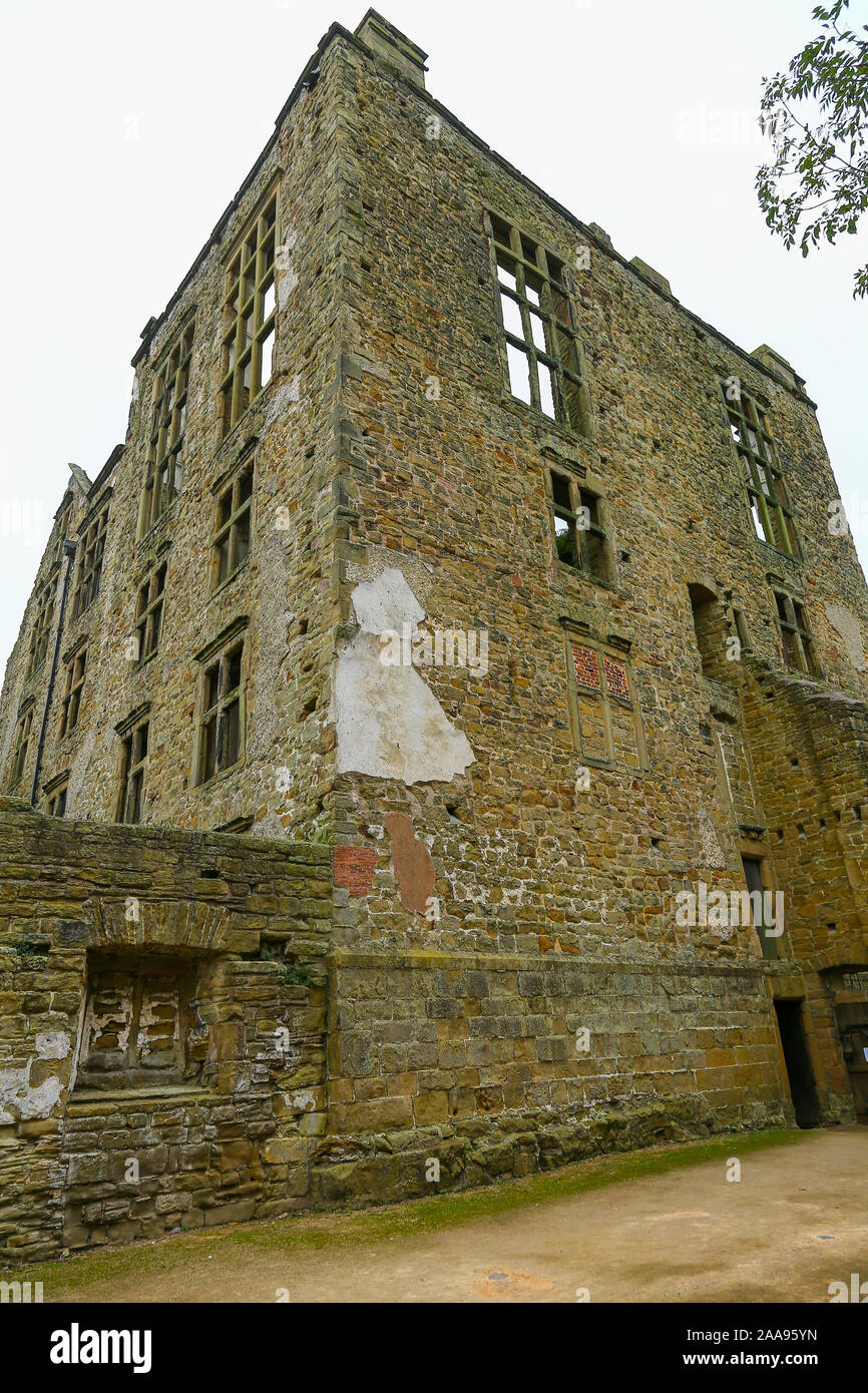 Hardwick Old Hall, the ruins of an Elizabethan country house near Chesterfield, Derbyshire, England, UK Stock Photo
