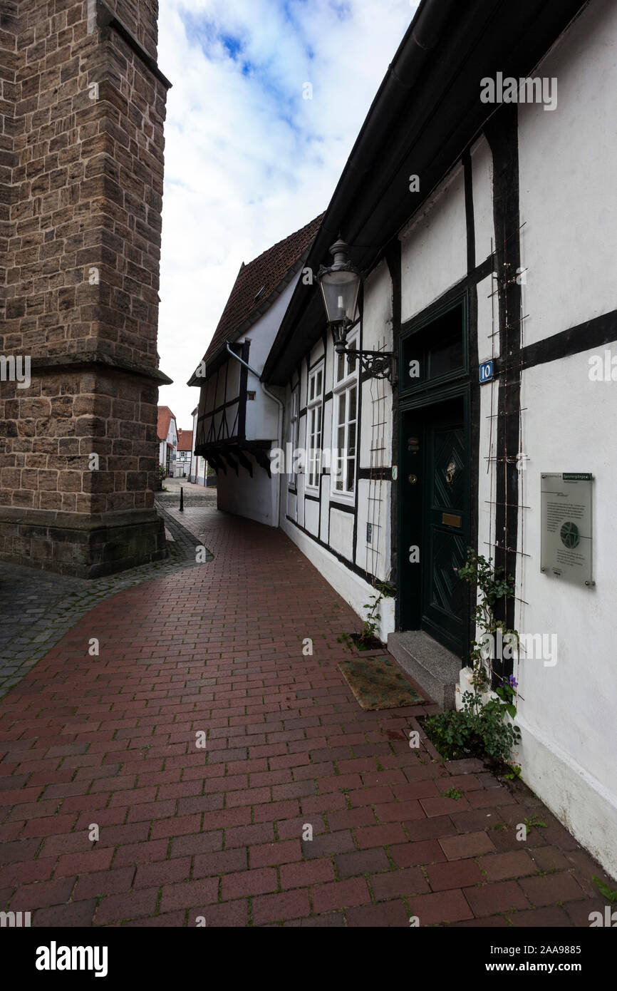 The half-timbered house Windloch is a listed building in Minden Stock Photo
