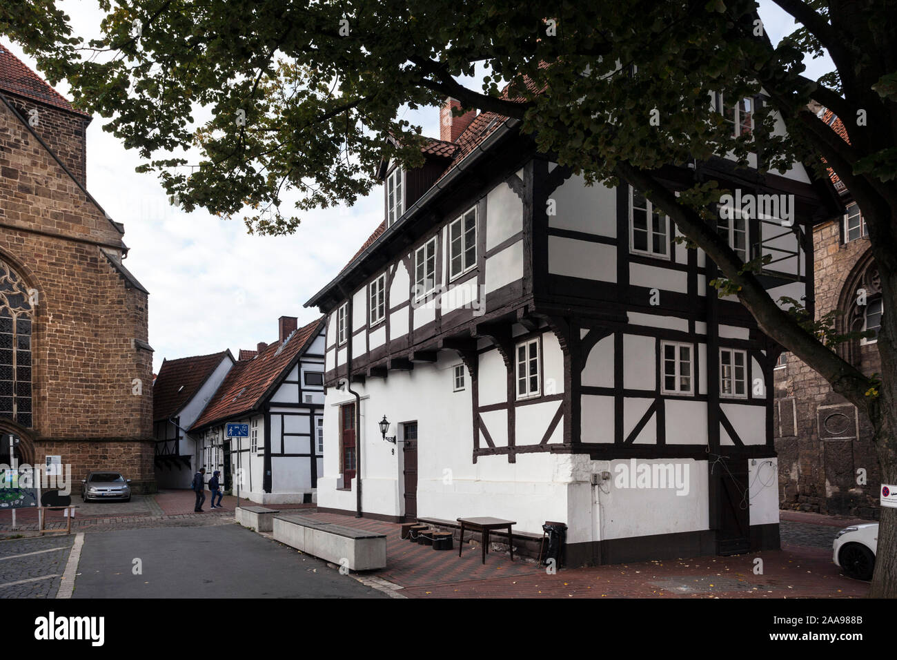 The half-timbered house Windloch is a listed building in Minden Stock Photo