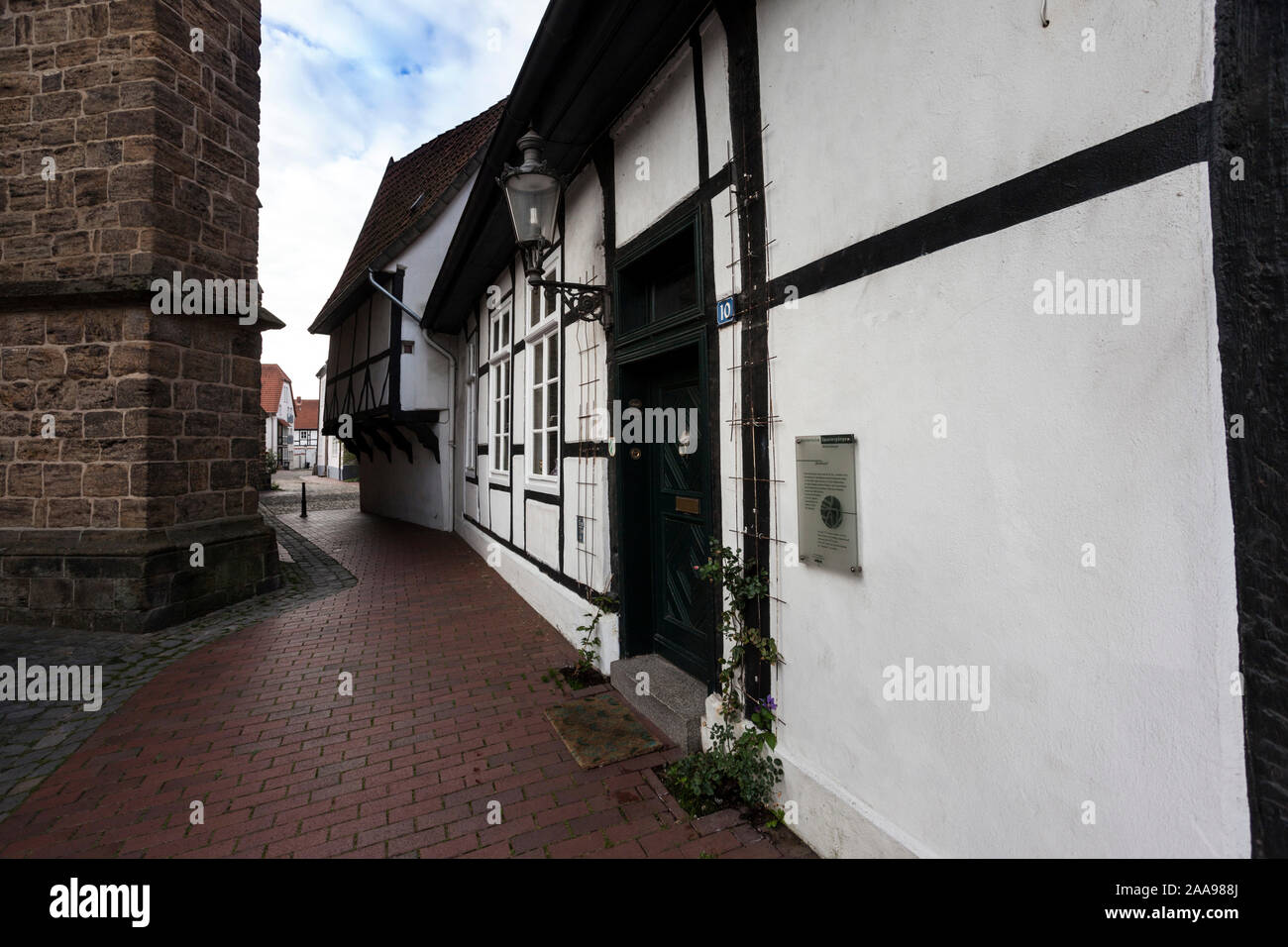 The half-timbered house Windloch is a listed building in Minden Stock Photo