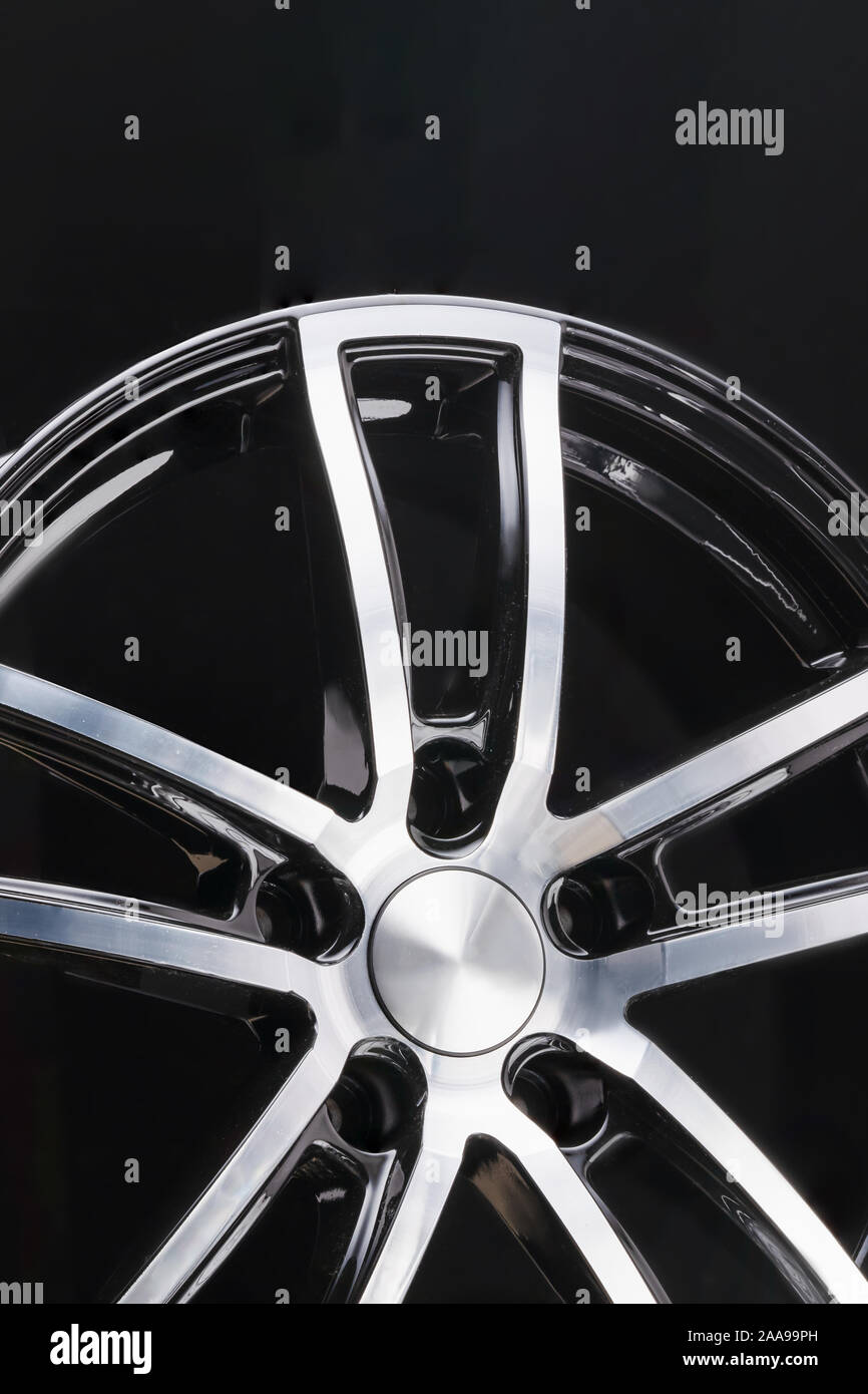 car cast aluminum alloy wheels, black silver with polished front, very