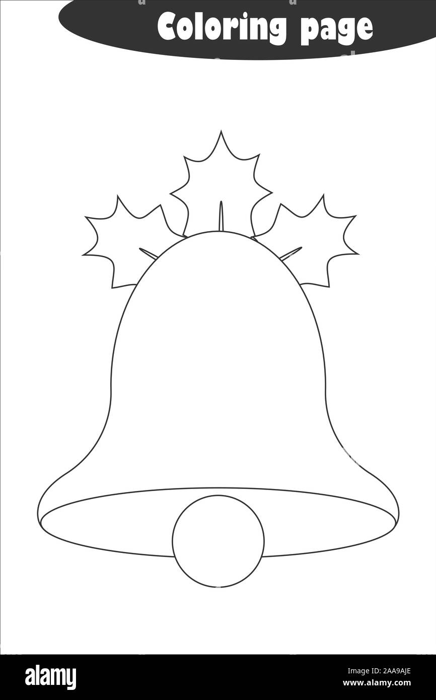 Xmas Bell In Cartoon Style Coloring Page Christmas Education Paper Game For The Development Of Children Kids Preschool Activity Printable Stock Vector Image Art Alamy