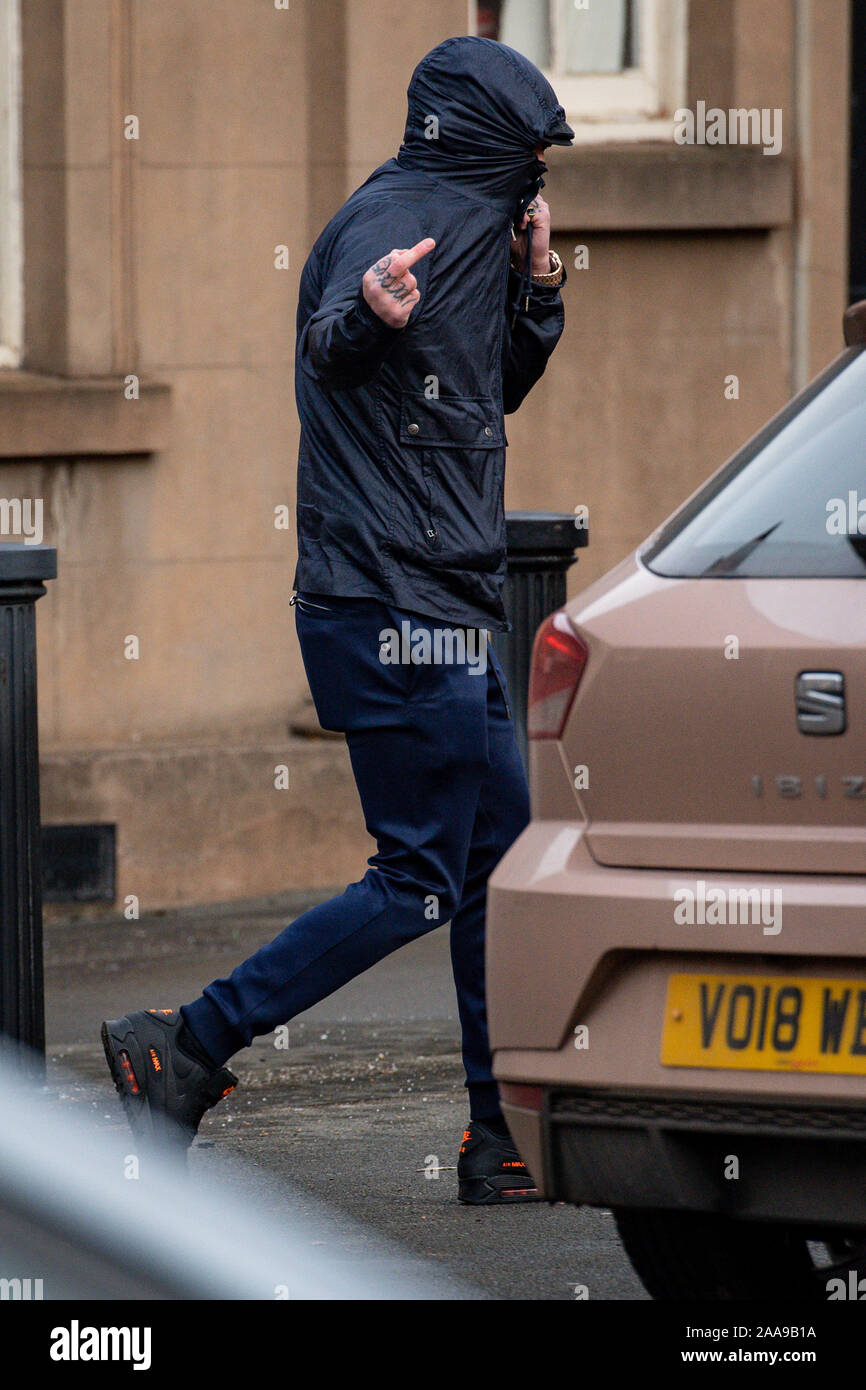 Metal detectorists George Powell arriving at Worcester Crown Court where he faces allegations of theft after failing to declare a £3 million Anglo-Saxon hoard. PA Photo. Picture date: Wednesday November 20, 2019. Among the priceless hoard was a ninth century gold ring, a dragon's head bracelet and silver ingot, a crystal rock pendant dating to the fifth century and up to 300 coins, some dating to the reign of King Alfred. See PA story COURTS Treasure. Photo credit should read: Jacob King/PA Wire Stock Photo