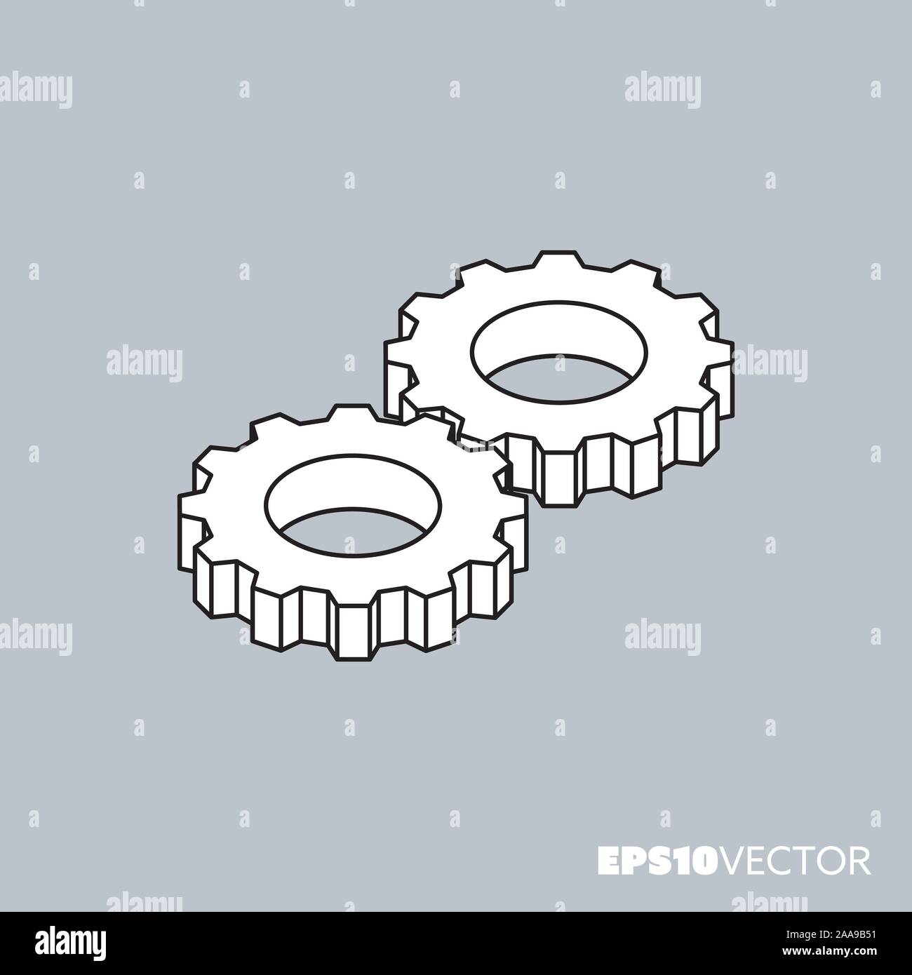 Cogwheels icon, outline symbol. Teamwork, settings or industry concept vector illustration. Stock Vector