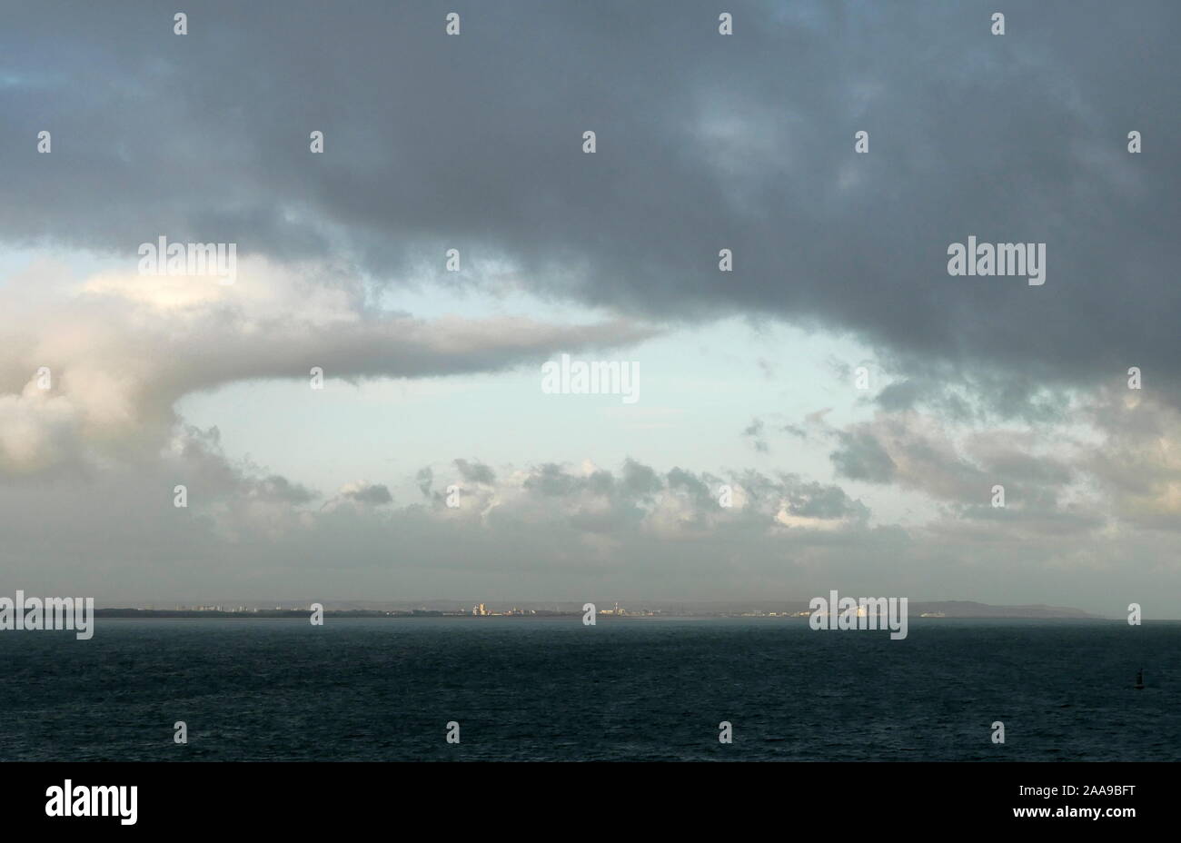 AJAXNETPHOTO. SEPTEMBER, 2019. CALAIS, FRANCE. - EARLY MORNING CLOUDSCAPE OVER THE NORTHERN FRENCH COAST AND PORT OF CALAIS. PHOTO:JONATHAN EASTLAND REF:GX8 192609 20525 Stock Photo