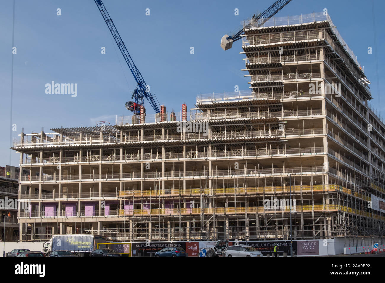 Large new apartment block known as the Timber Yard being constructed