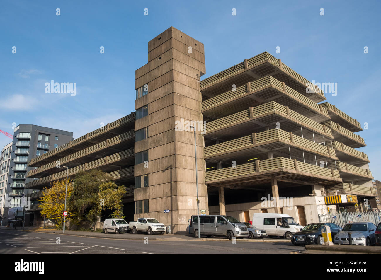 Pershore Street Car Park in Pershore Street Birmingham is an example of a brutalist concrete building Stock Photo