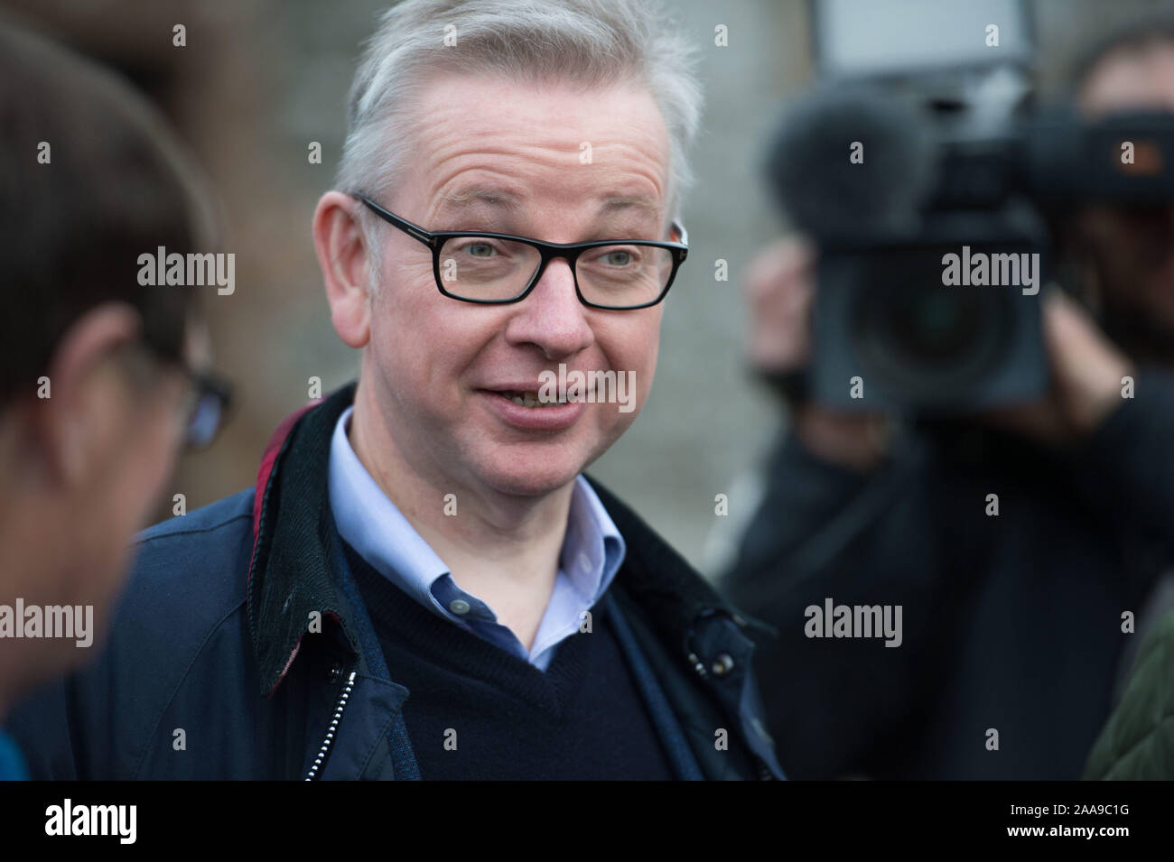 EMBARGOED UNTIL 17:30 TODAY (20TH NOVEMBER 2019) Glasgow, UK. 20th Nov, 2019. Pictured: Michael Gove MP - Chancellor of the Duchy of Lancaster. Mr Gove is seen campaigning in Scotland to secure the tory vote for the General Election on the 12th December. Credit: Colin Fisher/Alamy Live News Stock Photo