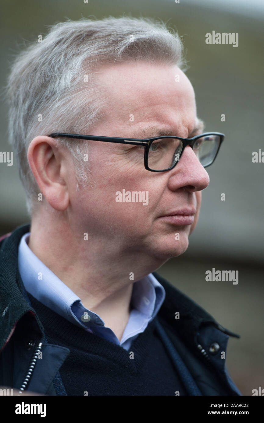 EMBARGOED UNTIL 17:30 TODAY (20TH NOVEMBER 2019) Glasgow, UK. 20th Nov, 2019. Pictured: Michael Gove MP - Chancellor of the Duchy of Lancaster. Mr Gove is seen campaigning in Scotland to secure the tory vote for the General Election on the 12th December. Credit: Colin Fisher/Alamy Live News Stock Photo