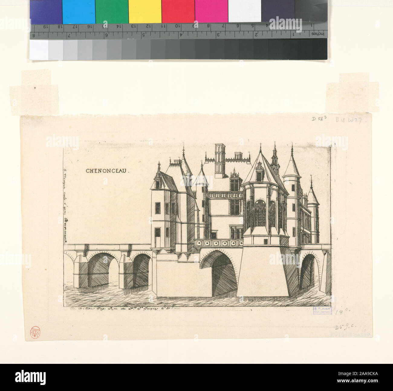 Admission is granted through application to the Office of Special Collections. Architectural prints, some reproductive prints after Jacques Androuet du Cerceau, Eugene-Emmanuel Viollet-le-Duc, Polycles Langlois and Jacques-Phillipe le Bas, views of Athens, Bourges, Chenonceaux and Pierrefonds and other architectural structures and details including apses, castles, church buildings, columns, convents, doorways, monasteries, ruins and windows.  Other subjects include flageolets, medieval costumes and soldiers.  One print depicts a map of the battle positions of Russian and Turkish fleets at Sino Stock Photo