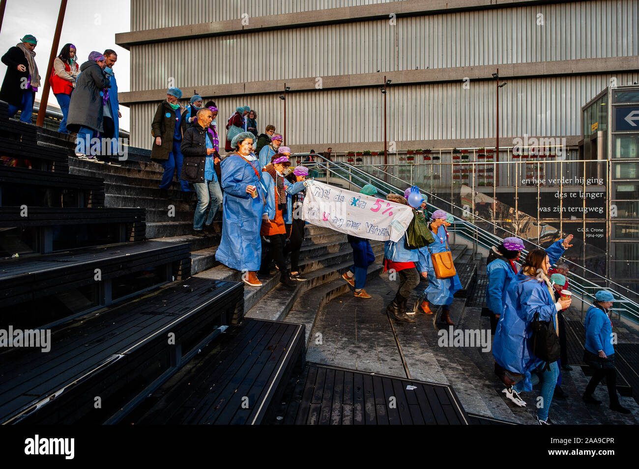 Hospital Workers Holding A Banner During The Demonstration Four