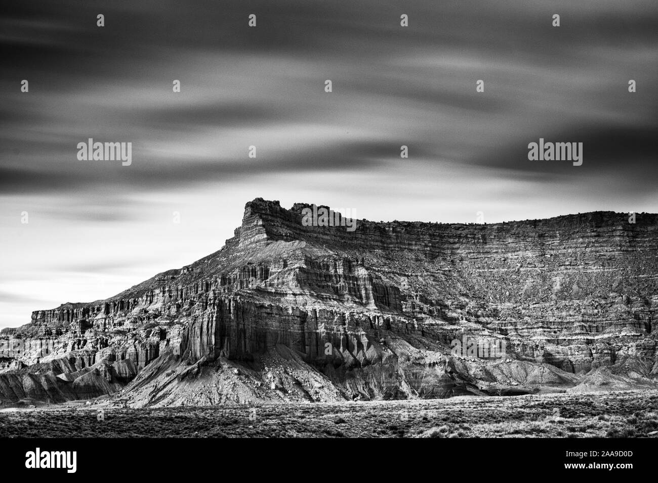 Scorpion Butte, Black and White, Utah, USA Stock Photo