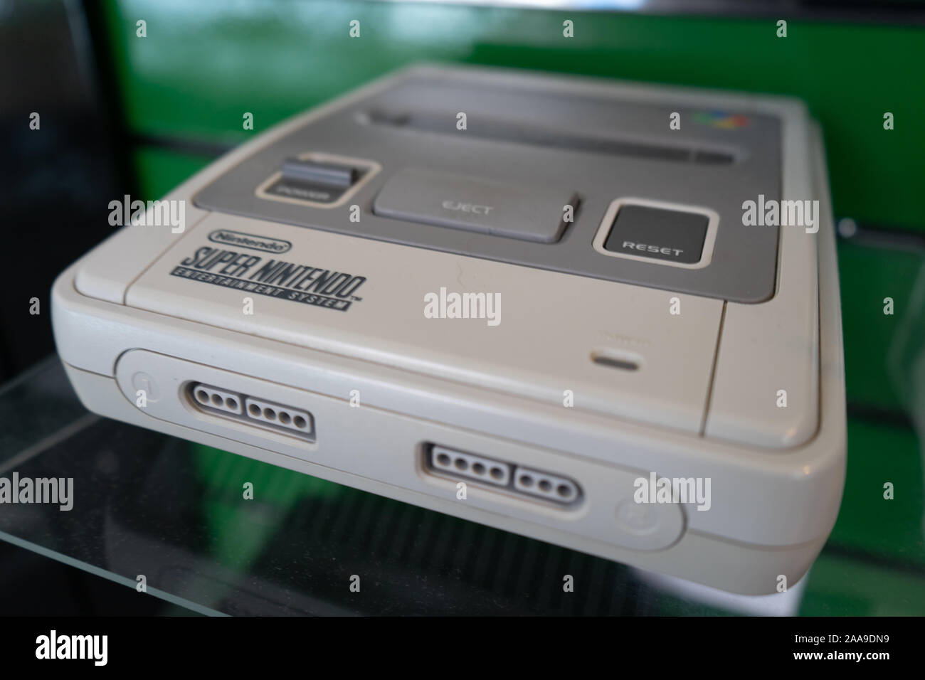 A Super Nintendo Entertainment system produces in 1991 and sold throughout the 1990's Stock Photo