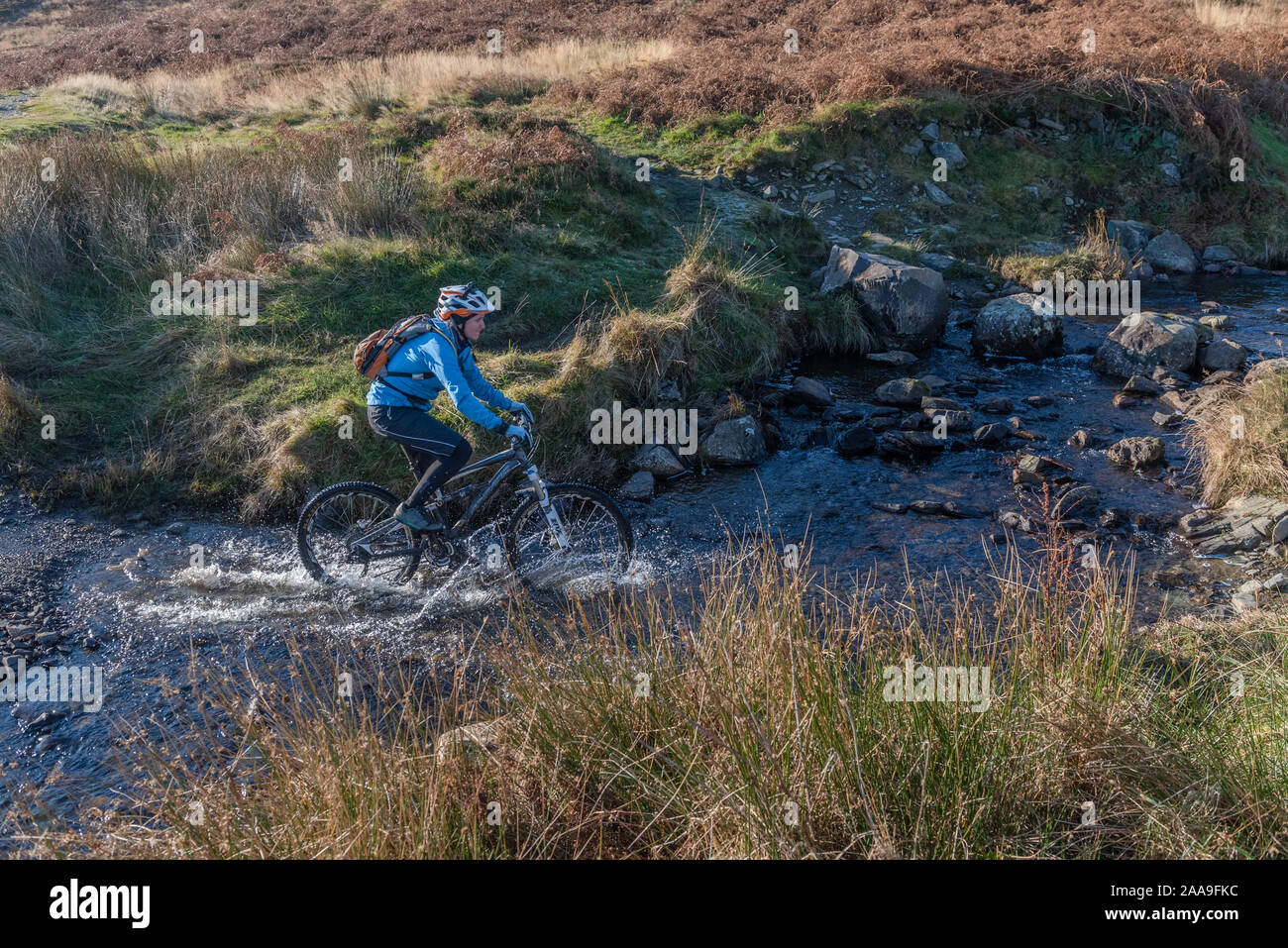 Mountain Biking in kentmere Cumbria Stock Photo