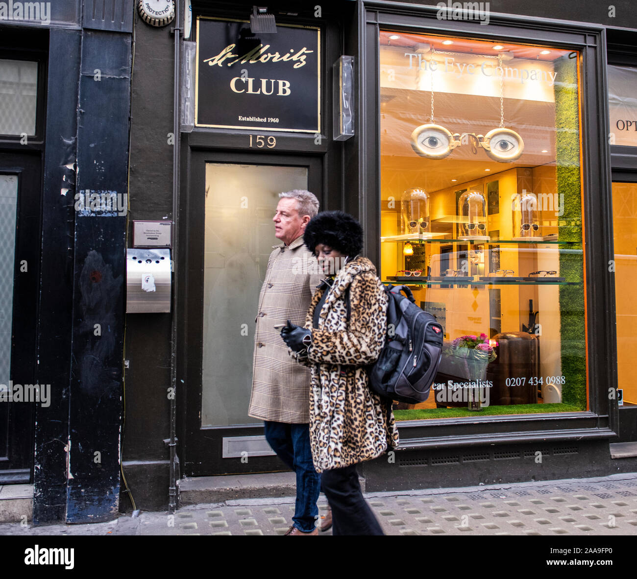 Soho, London, UK, 20th November 2019. Suggs, frontman and singer of Madness  outside the historic St Moritz Club in Wardour Street. Credit: Ernesto  Rogata/Alamy Live News Stock Photo - Alamy