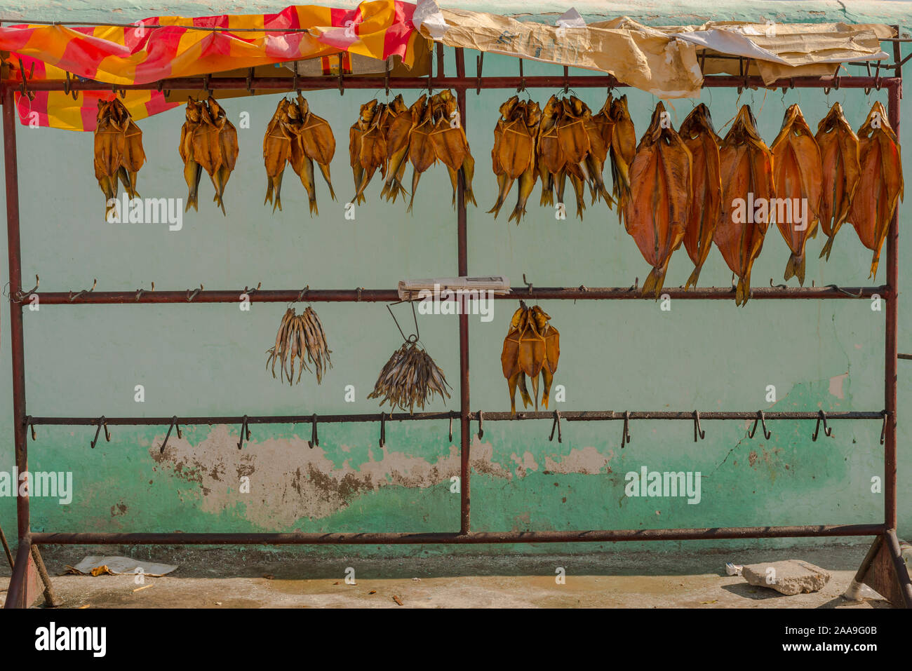dried fish for sale, Kyrgyzstan Stock Photo