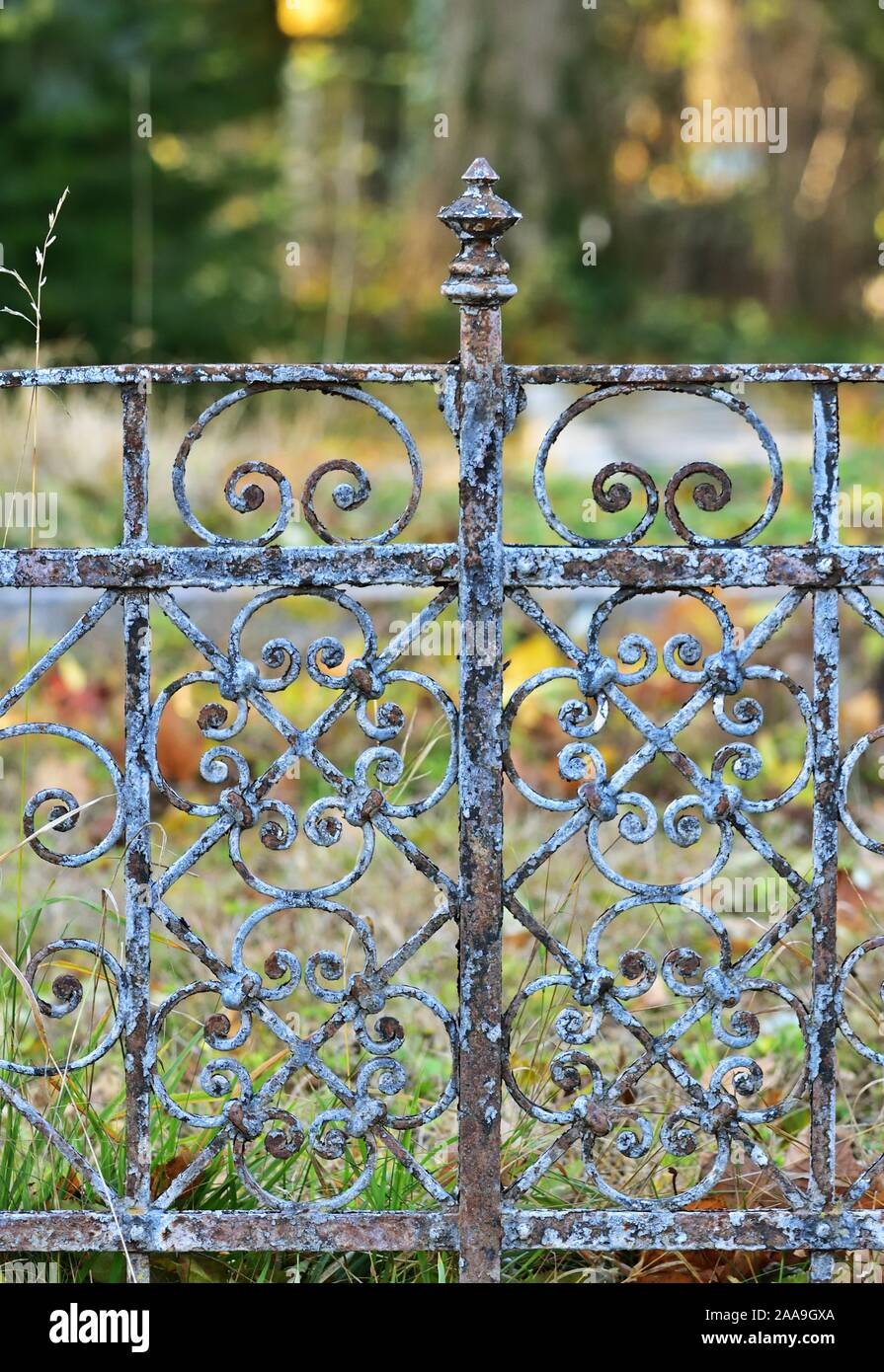 Fence in the cemetery - autumn mood Stock Photo