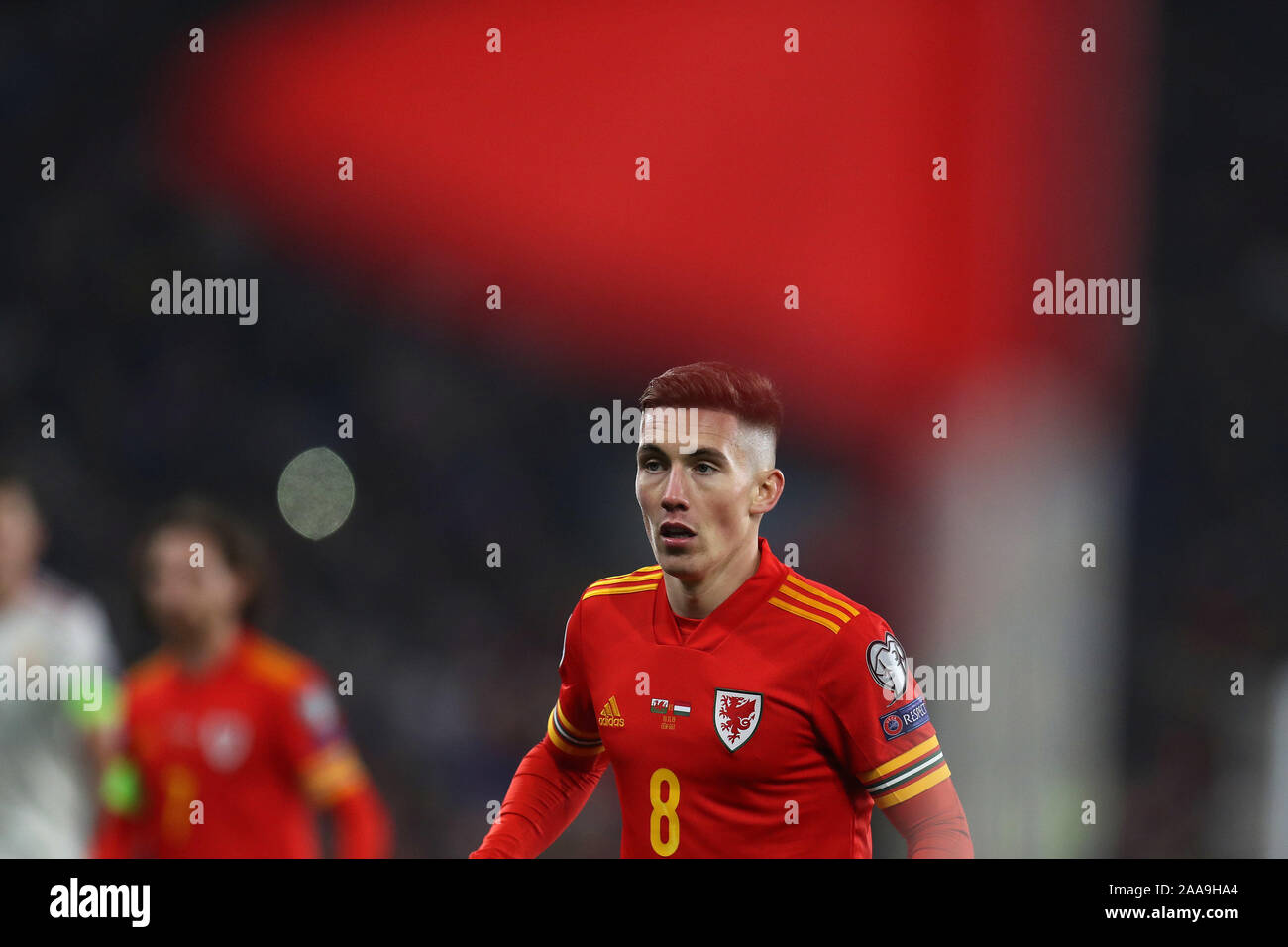 Harry Wilson of Wales in action. UEFA Euro 2020 qualifier group E match, Wales v Hungary at the Cardiff city Stadium in Cardiff , South Wales on Tuesday 19th November 2019. pic by Andrew Orchard/Andrew Orchard sports photography/Alamy live News EDITORIAL USE ONLY Stock Photo