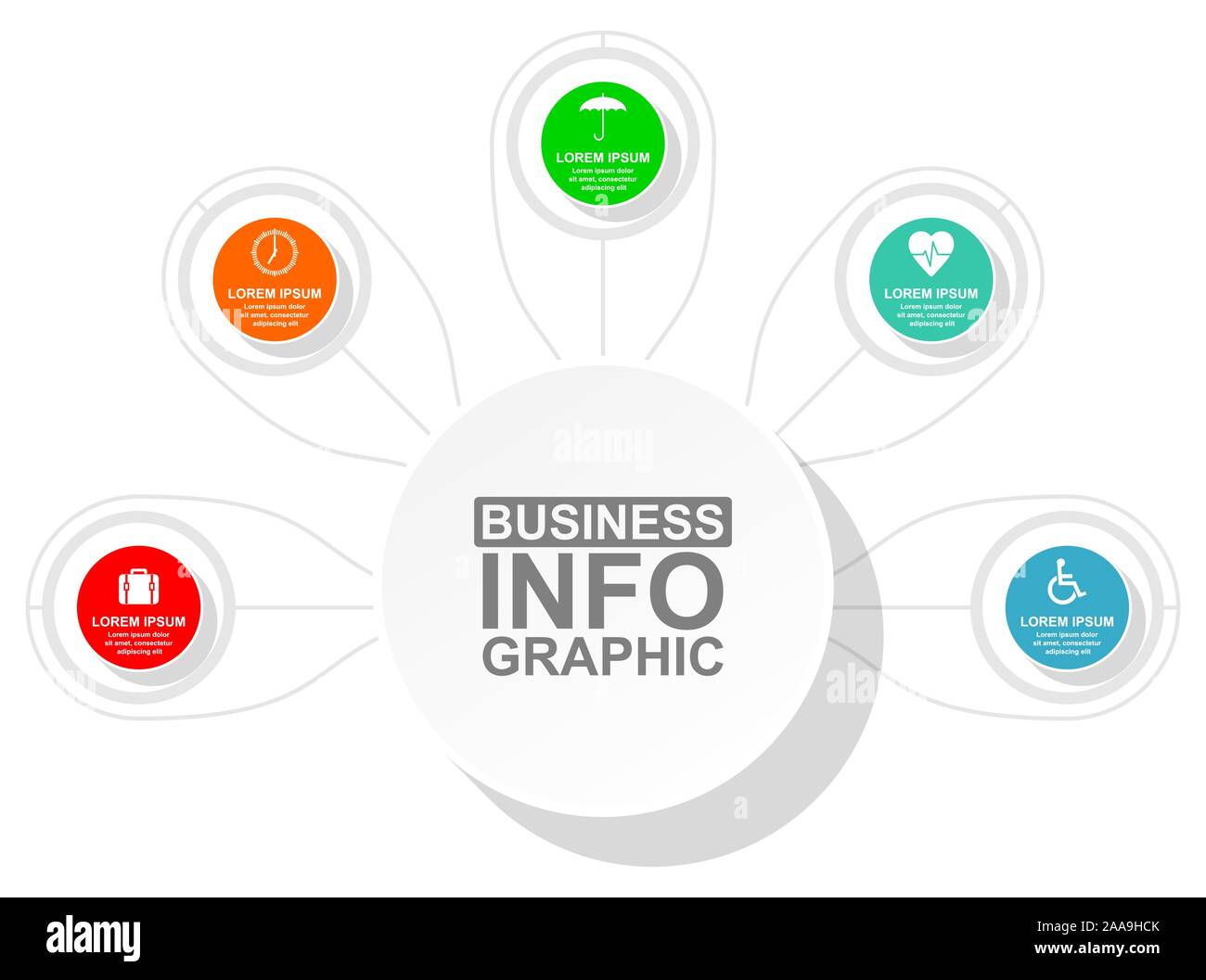 Business presentation, circular infographic template, web diagram in 5 ...