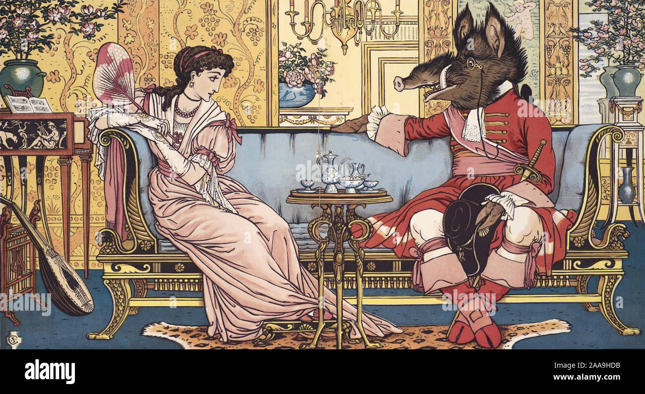 WALTER CRANE (1845-1915) English artist.Two illustrations of Beauty and the Beast Stock Photo