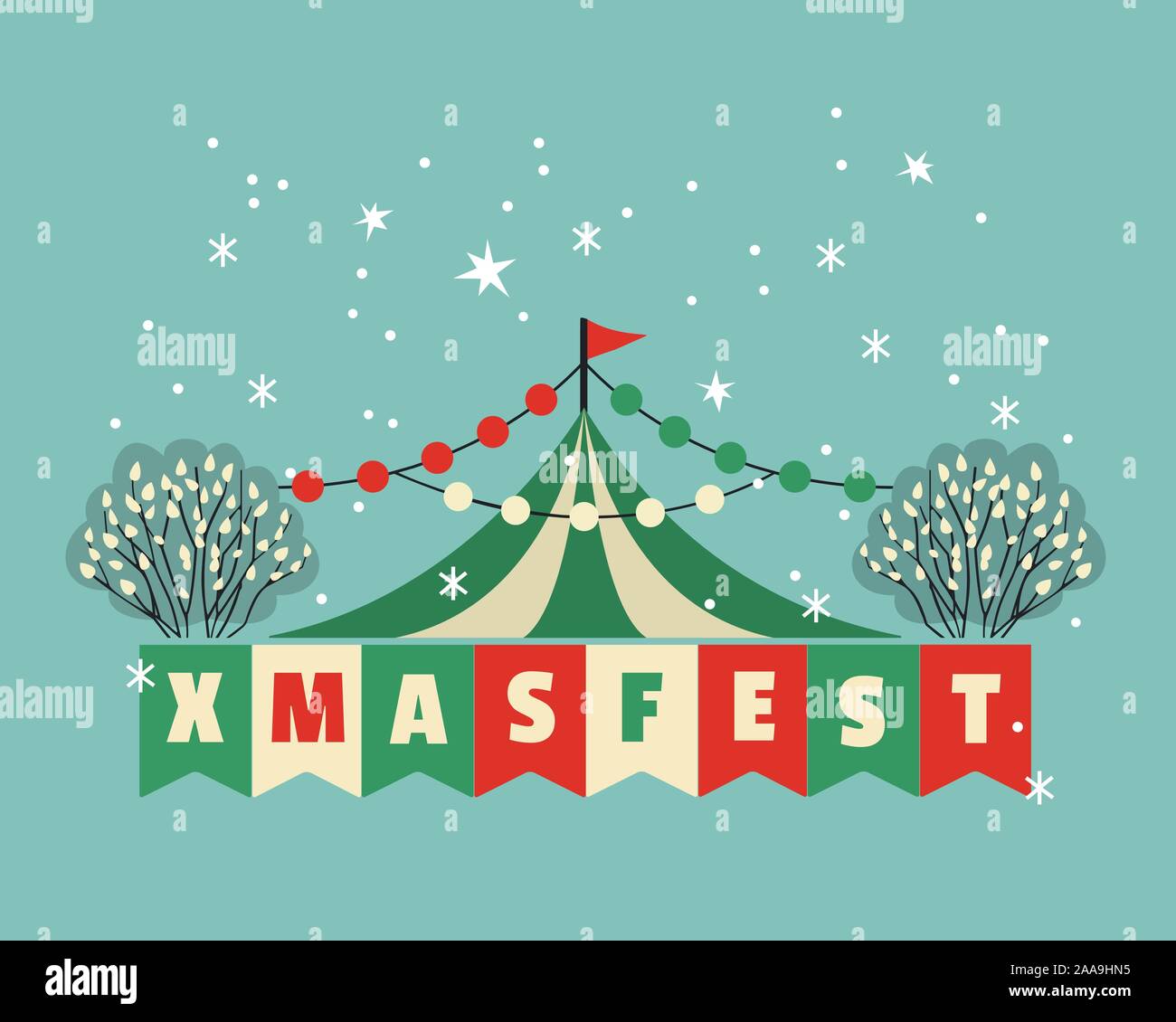 Christmas Fest flat color vector icon Stock Vector