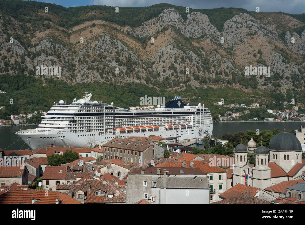 cruise ship in Kotor, Montenegro Stock Photo