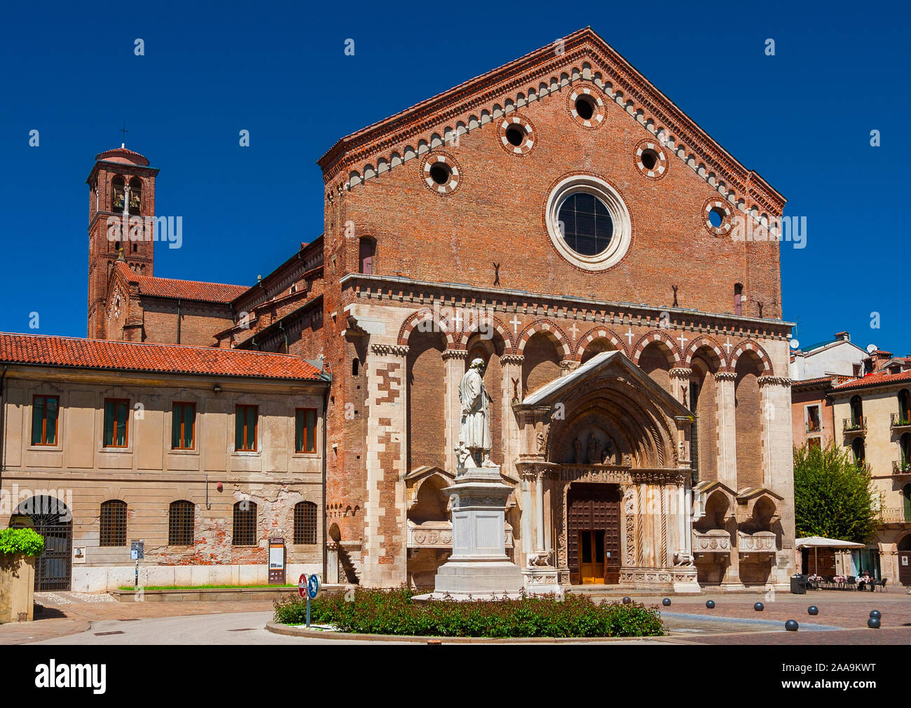St Lawrence medieval gothic church in Vicenza city center, erected in 13th century Stock Photo