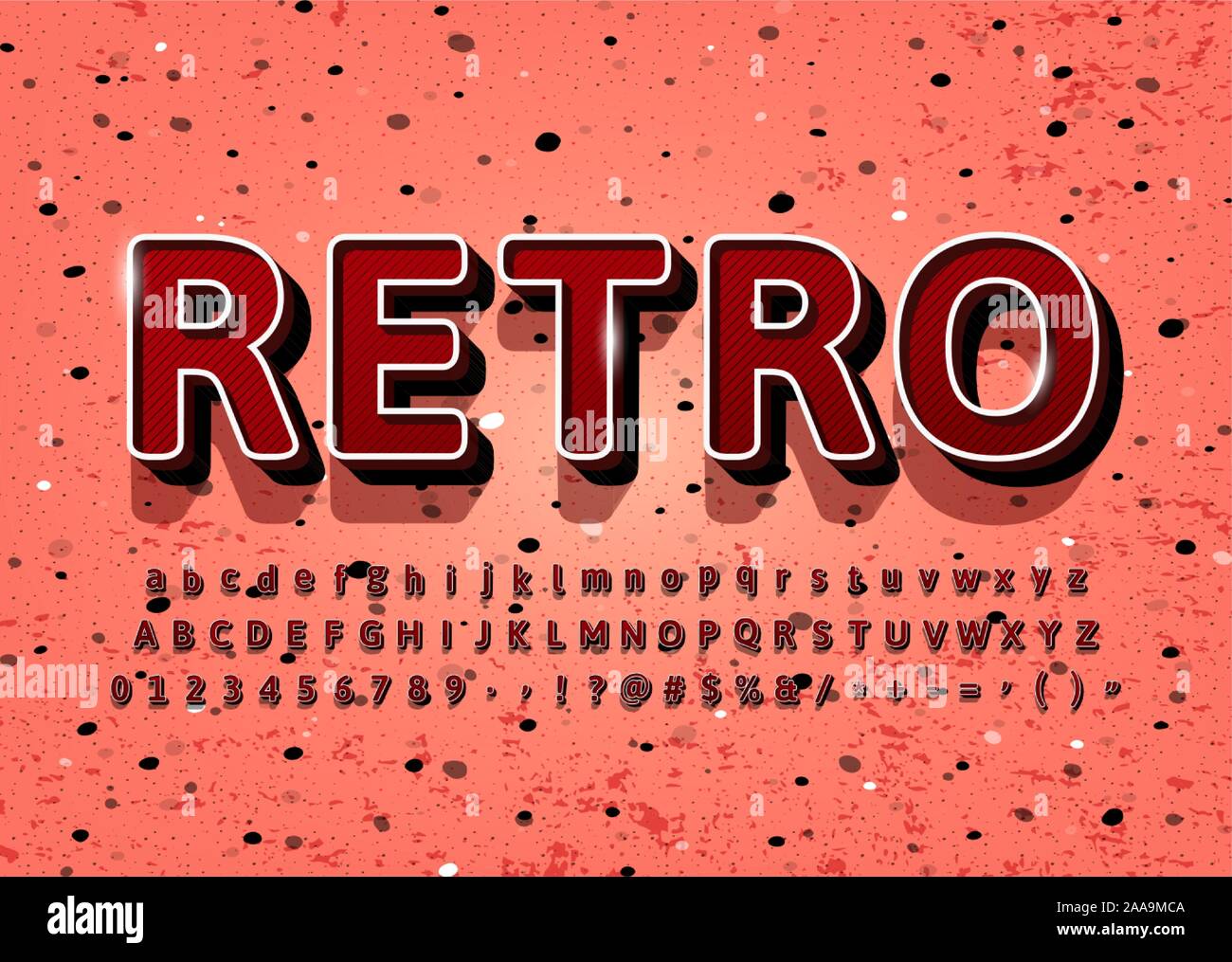 Vintage Alphabet 3d retro title text effect Vector Stock Vector