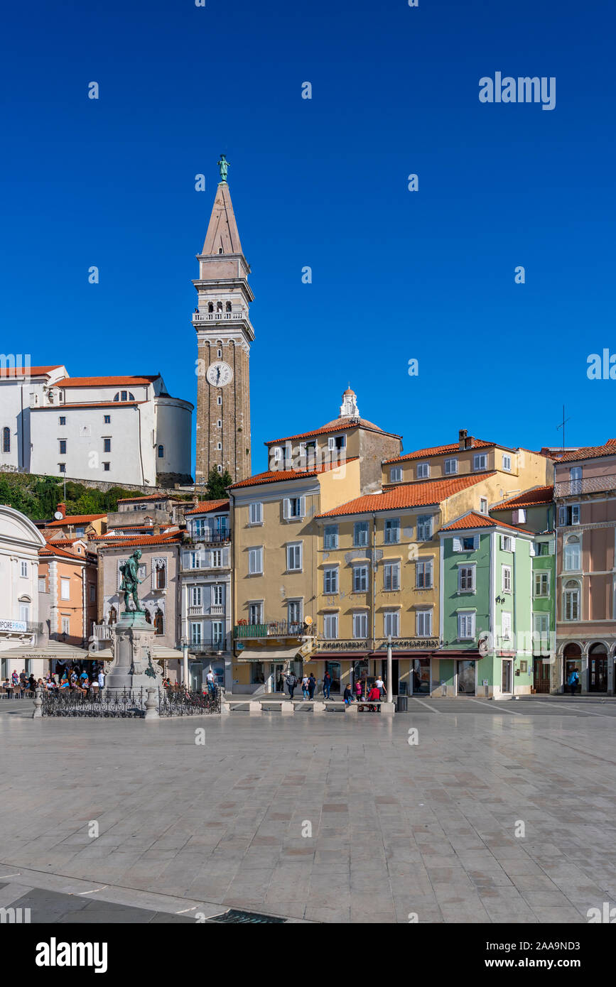 A view of the medieval city of Piran, Slovenia, Europe. Stock Photo