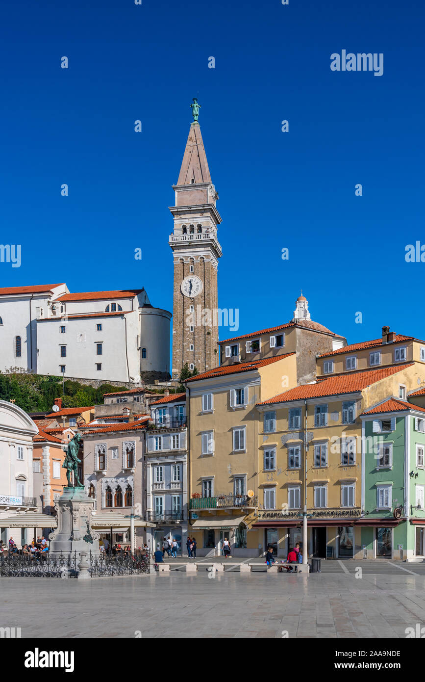 A view of the medieval city of Piran, Slovenia, Europe. Stock Photo
