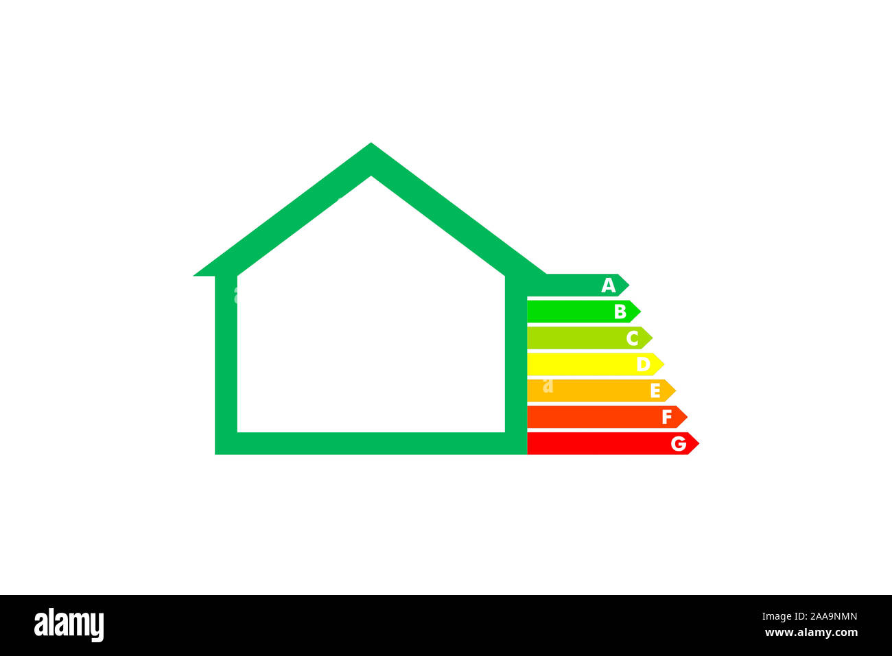 Creative illustration of house energy efficiency rating ecology green home improvement concept Stock Photo