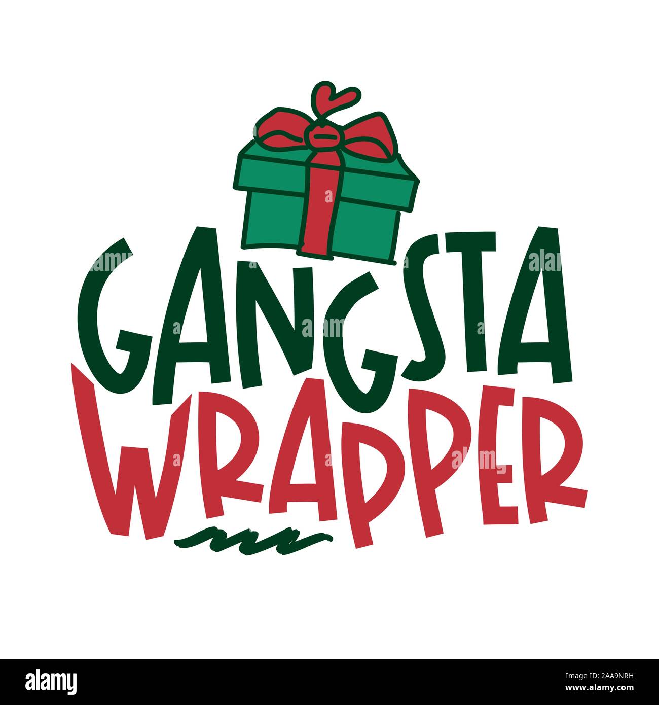 Grangsta Wrapper - Calligraphy phrase for Christmas. Hand drawn lettering for Xmas greetings cards, invitations. Good for t-shirt, mug, scrap booking, Stock Vector