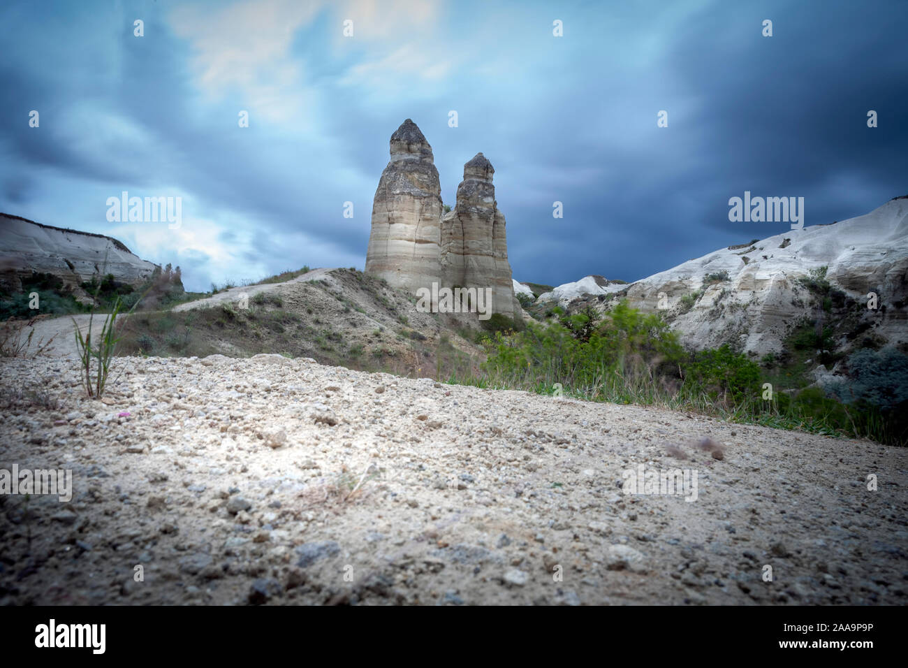 pinnacles and rock formations at Cappadocia Stock Photo