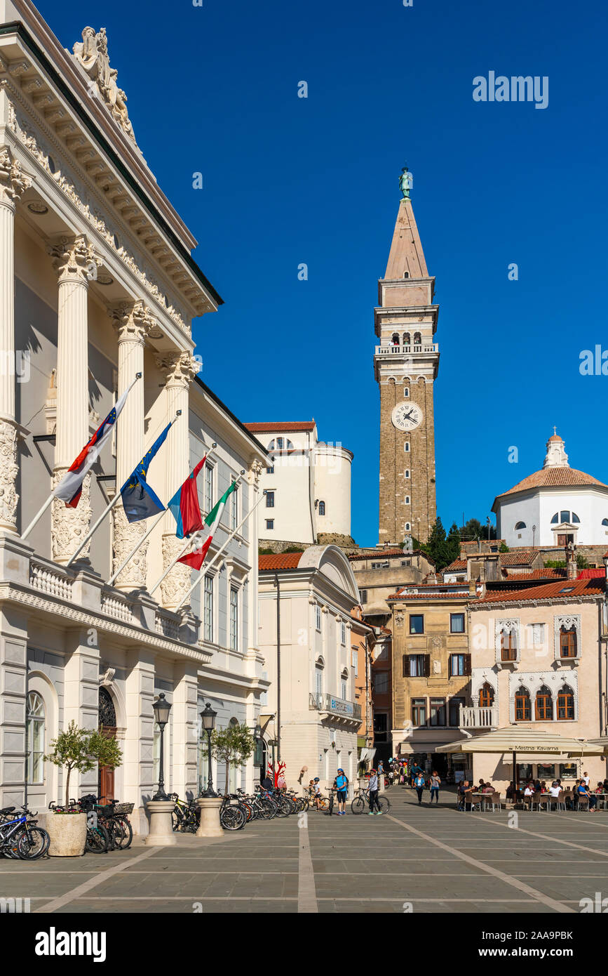 A view of the medieval city of Piran, Slovenia, Europe. Stock Photo