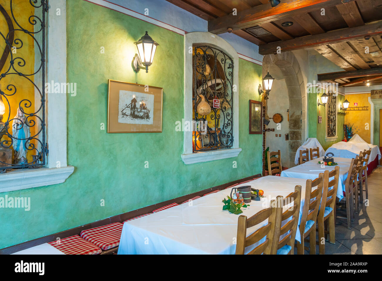 Interior of the Gingerbread Museum and Restaurant in Radovljica, Slovenia, Europe. Stock Photo