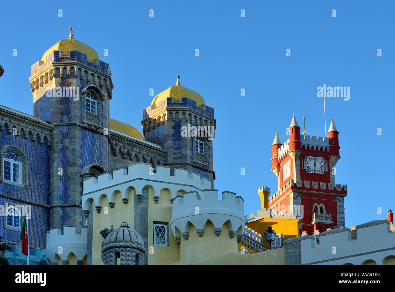 Palácio da Pena, built in the 19th century on the hills above Sintra, in the middle of a UNESCO World Heritage Site. Sintra, Portugal Stock Photo
