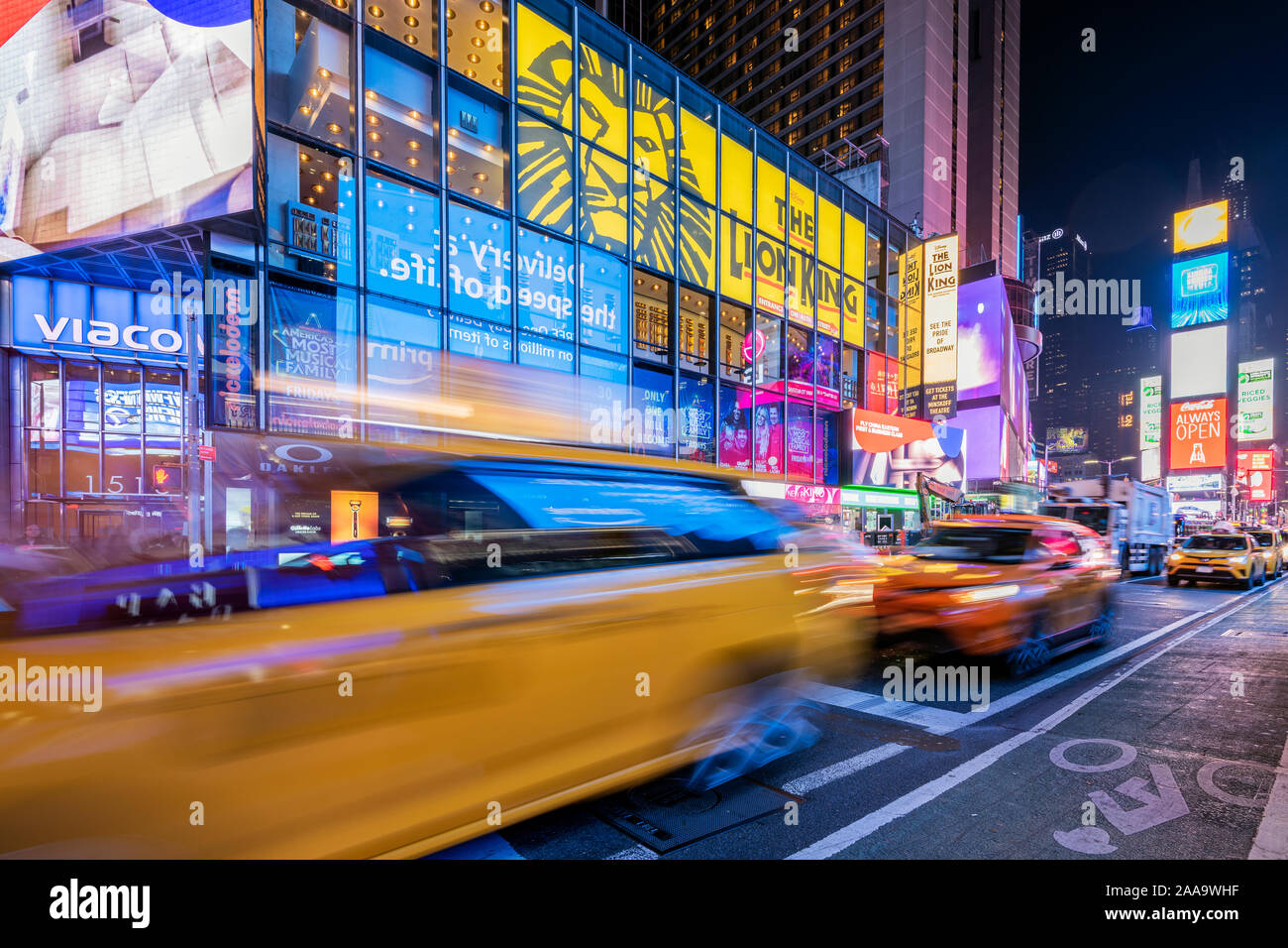 Night view of Times Square, Manhattan, New York, USA Stock Photo