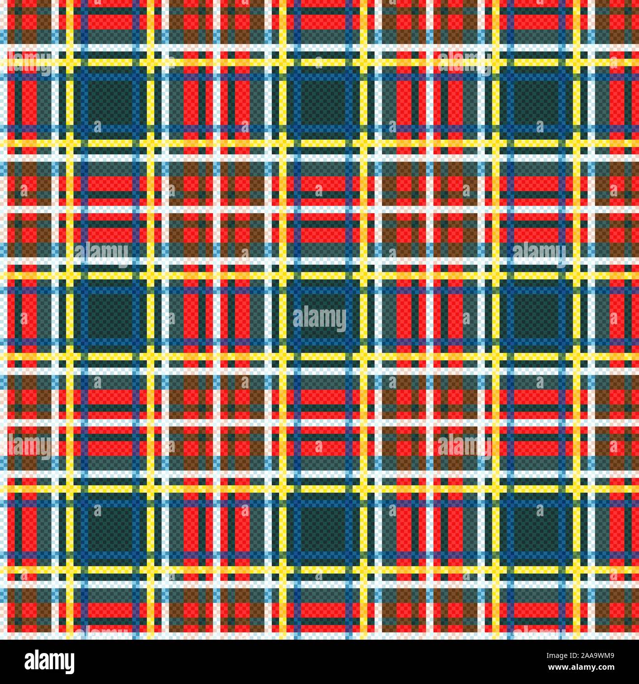 Rectangular seamless vector pattern as a tartan plaid in various colors