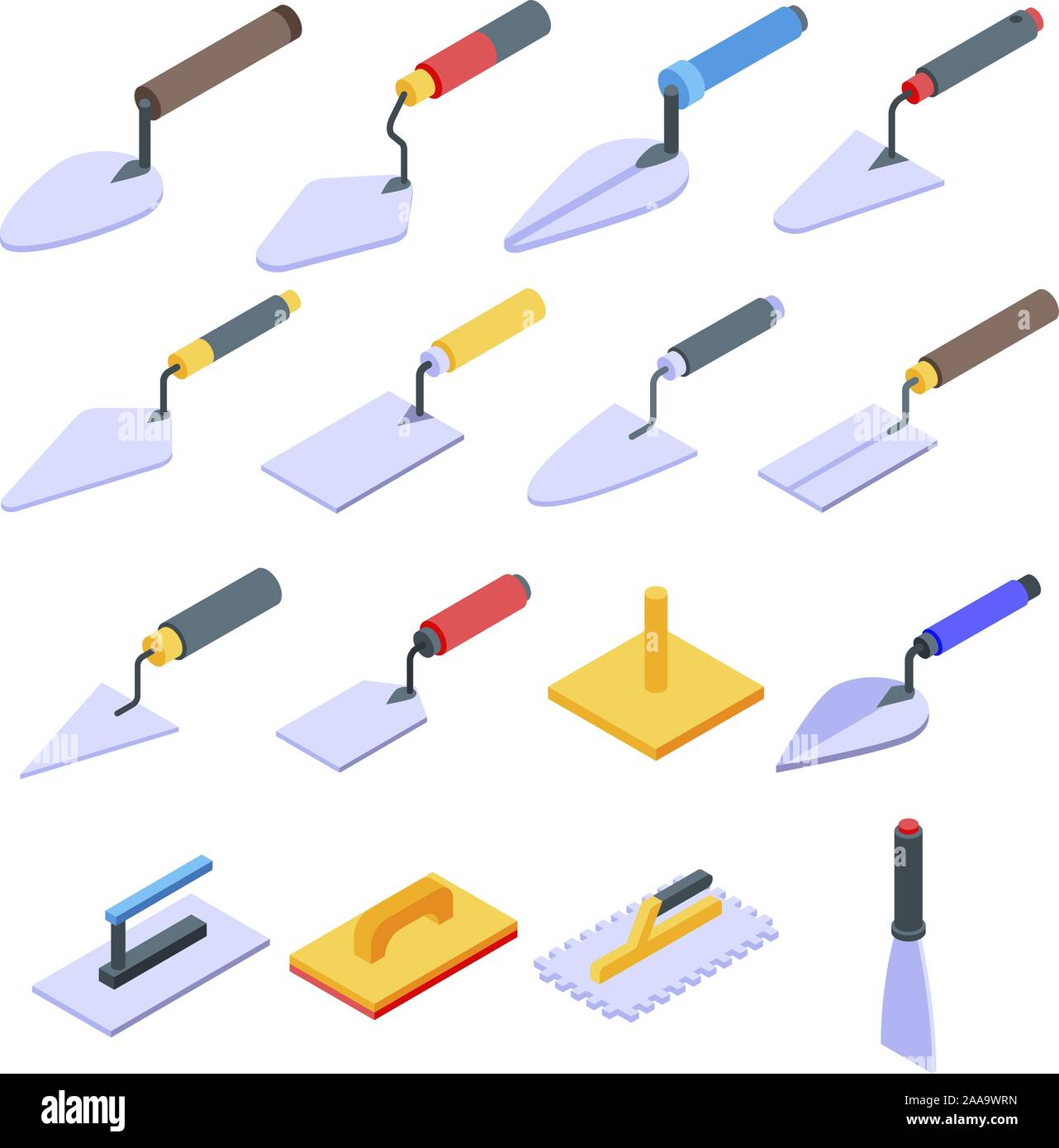 Trowel icons set, isometric style Stock Vector