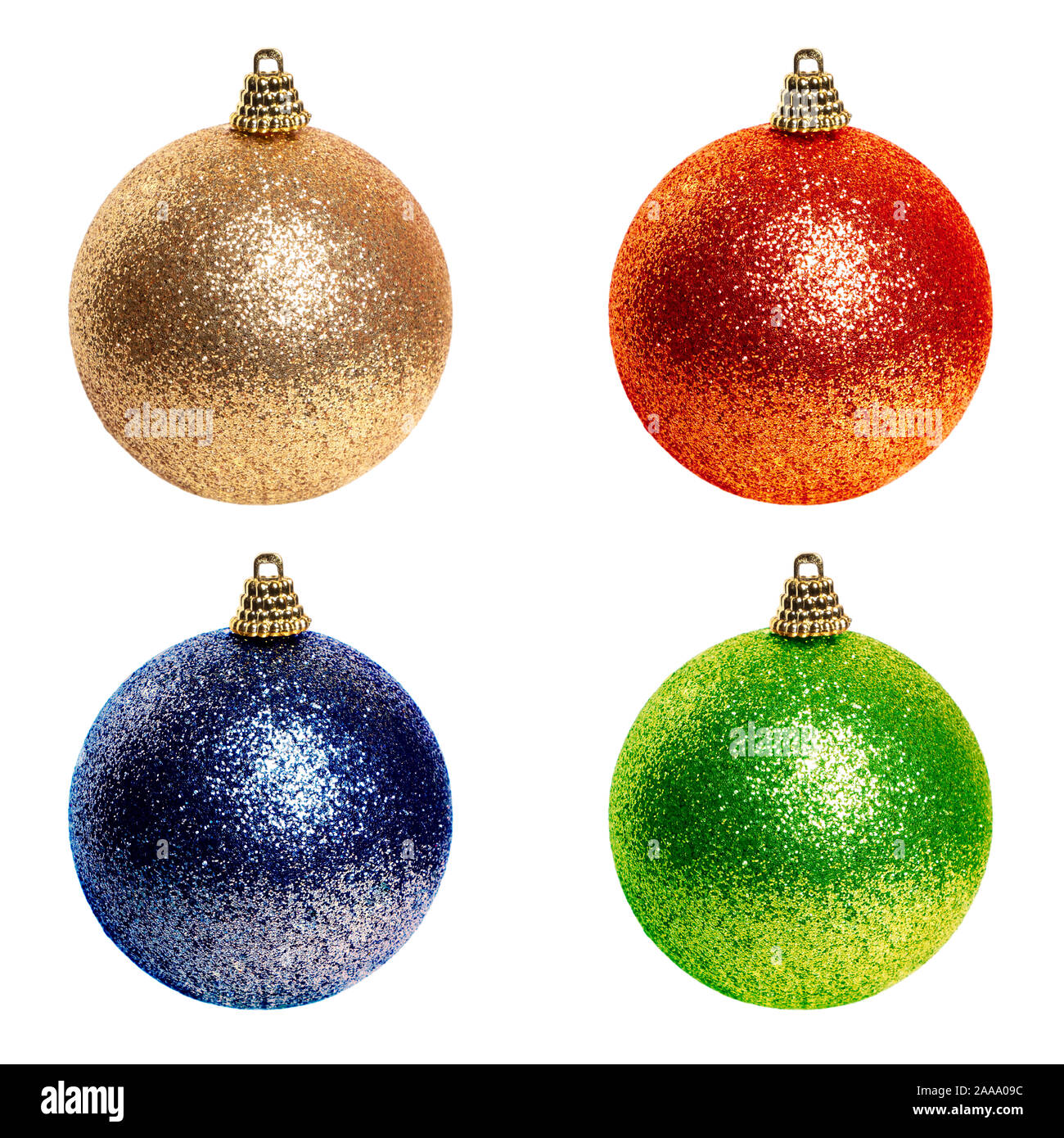Christmas tree decoration baubles isolated on white background Stock Photo