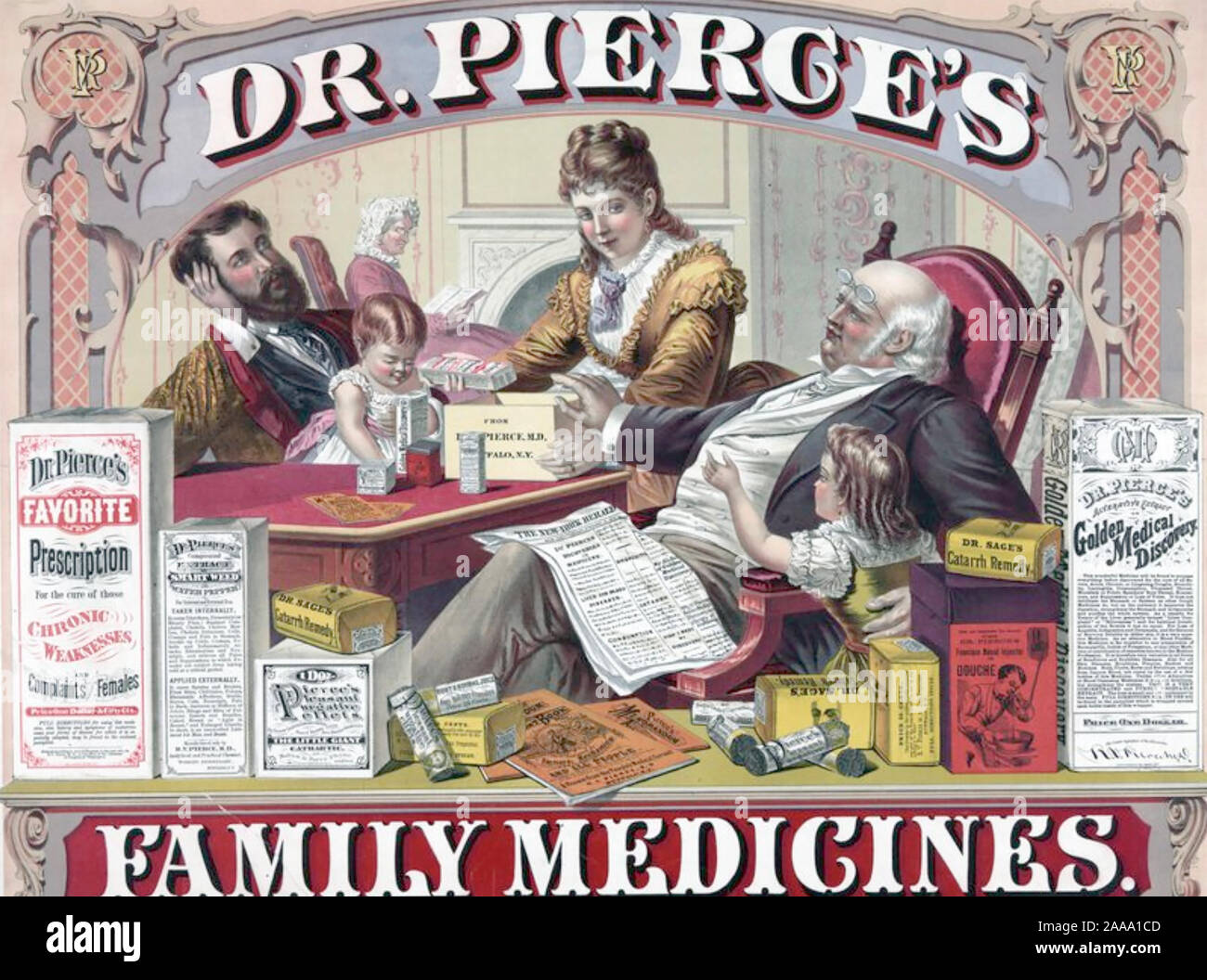 AM,ERICAN QUACK MEDICINE poster about 1895 Stock Photo