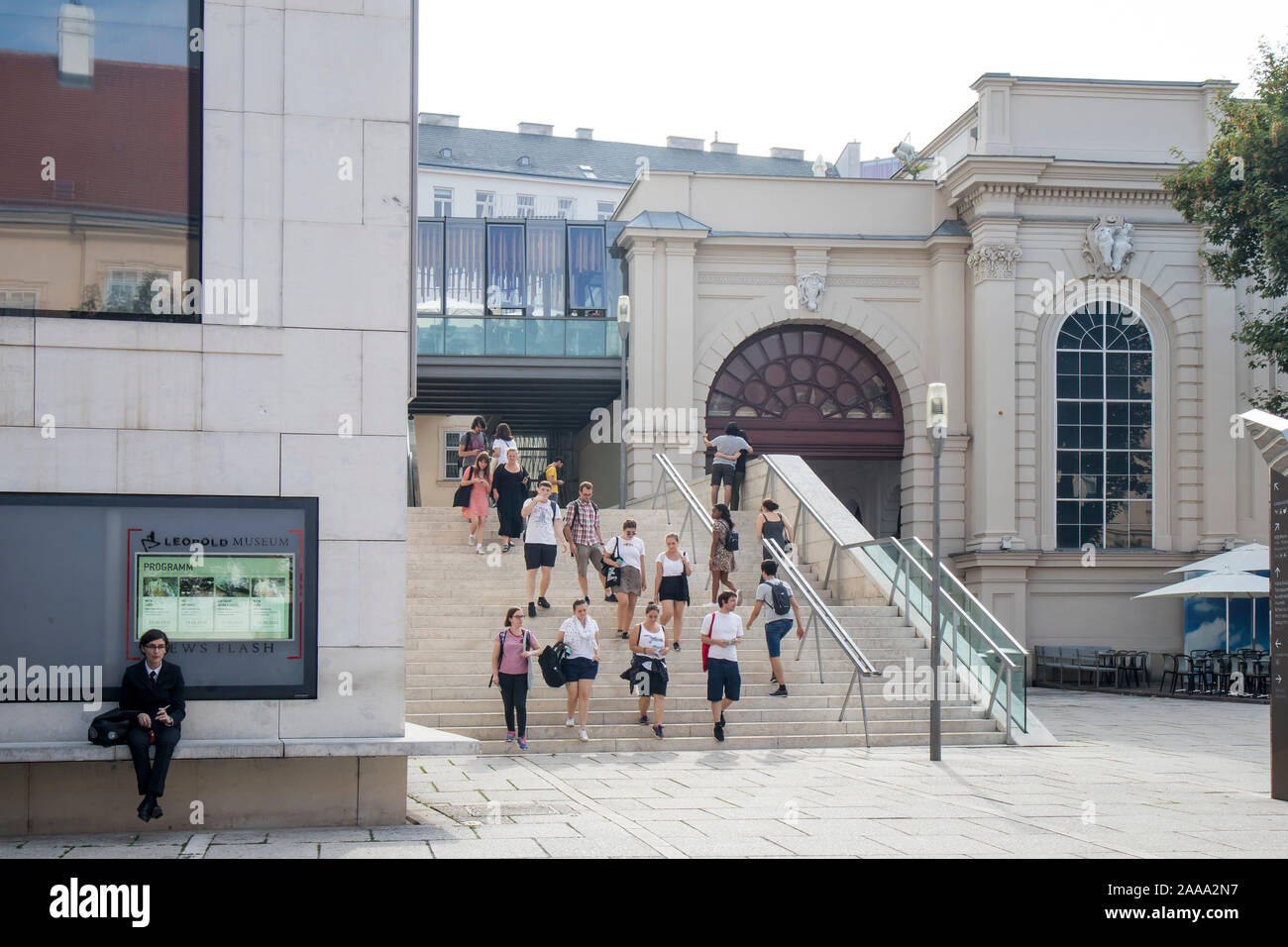 Vienna, Austria - September 17, 2019: Museumsquartier in Vienna. It is home to large art museums like the Leopold Museum and the MUMOK, Museum of Mode Stock Photo