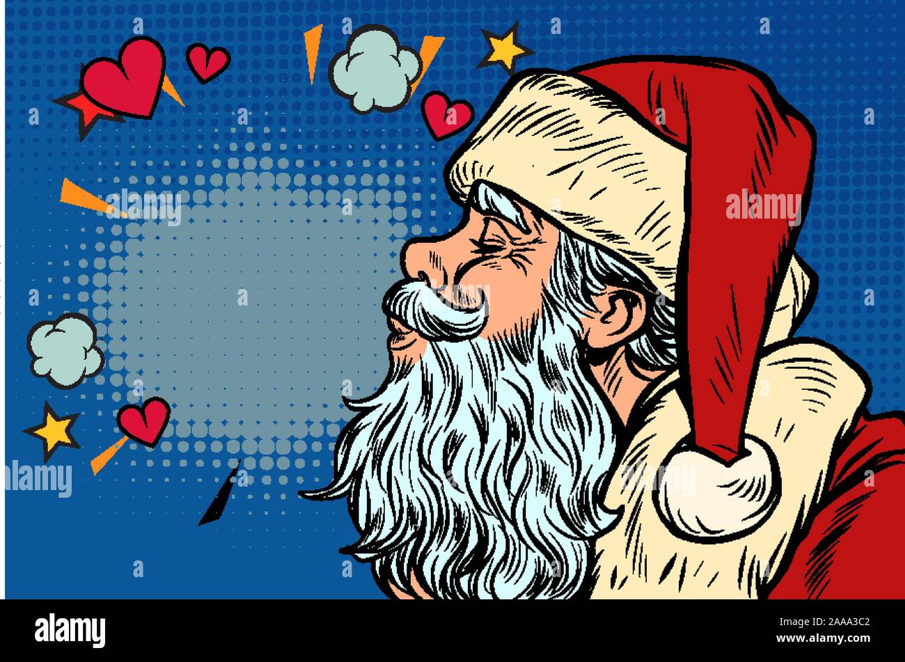 Kiss of love. Santa Claus character, Christmas and New year Stock Vector