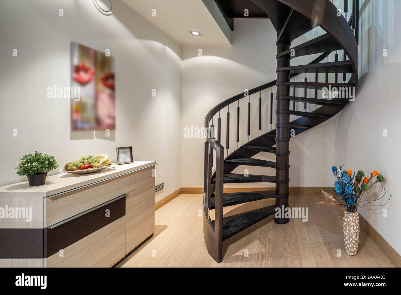 Modern Interior Of Studio Apartment Stairs To The Second Floor
