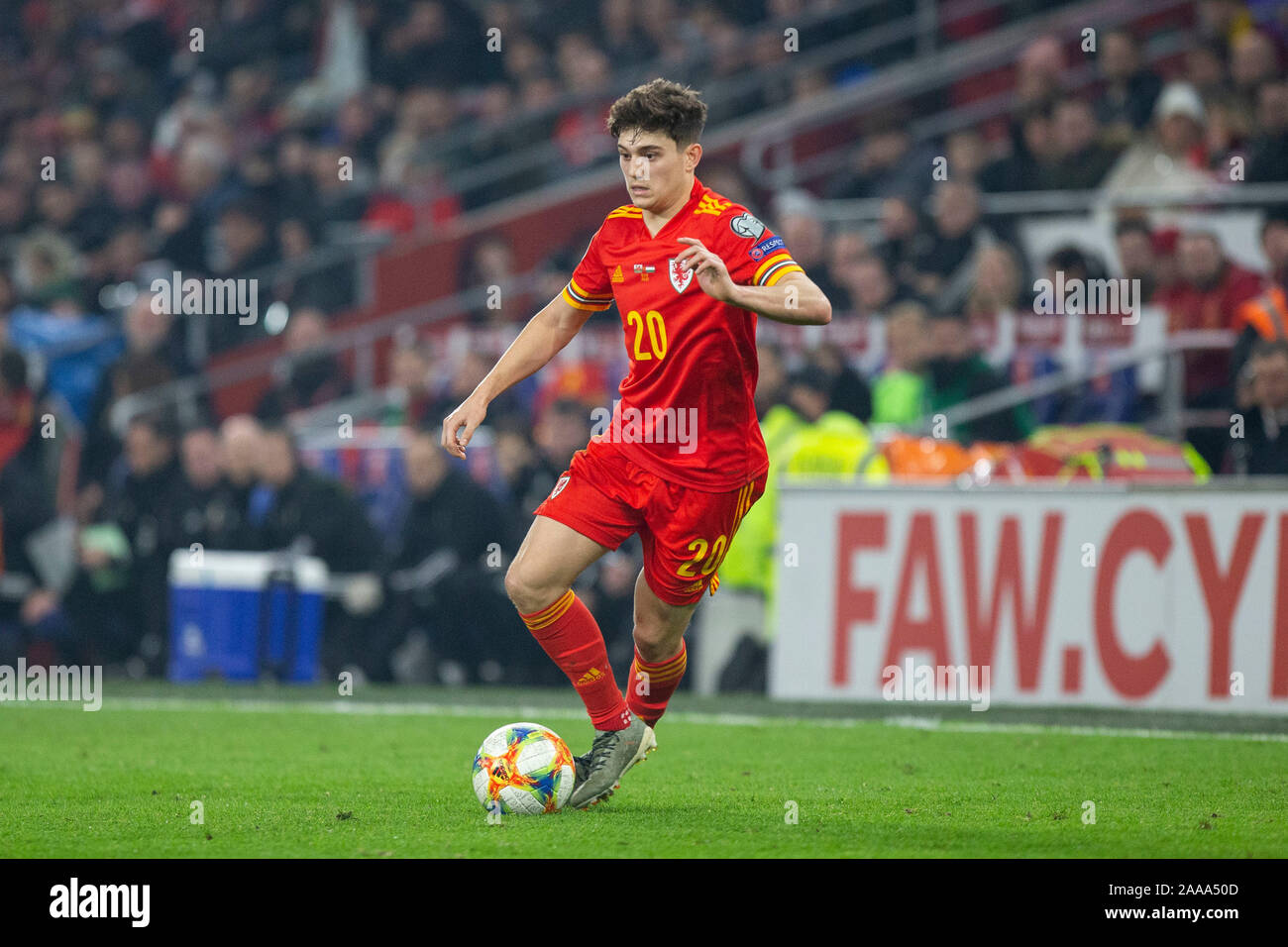 Daniel James of Wales during the UEFA Euro 2020 qualification match