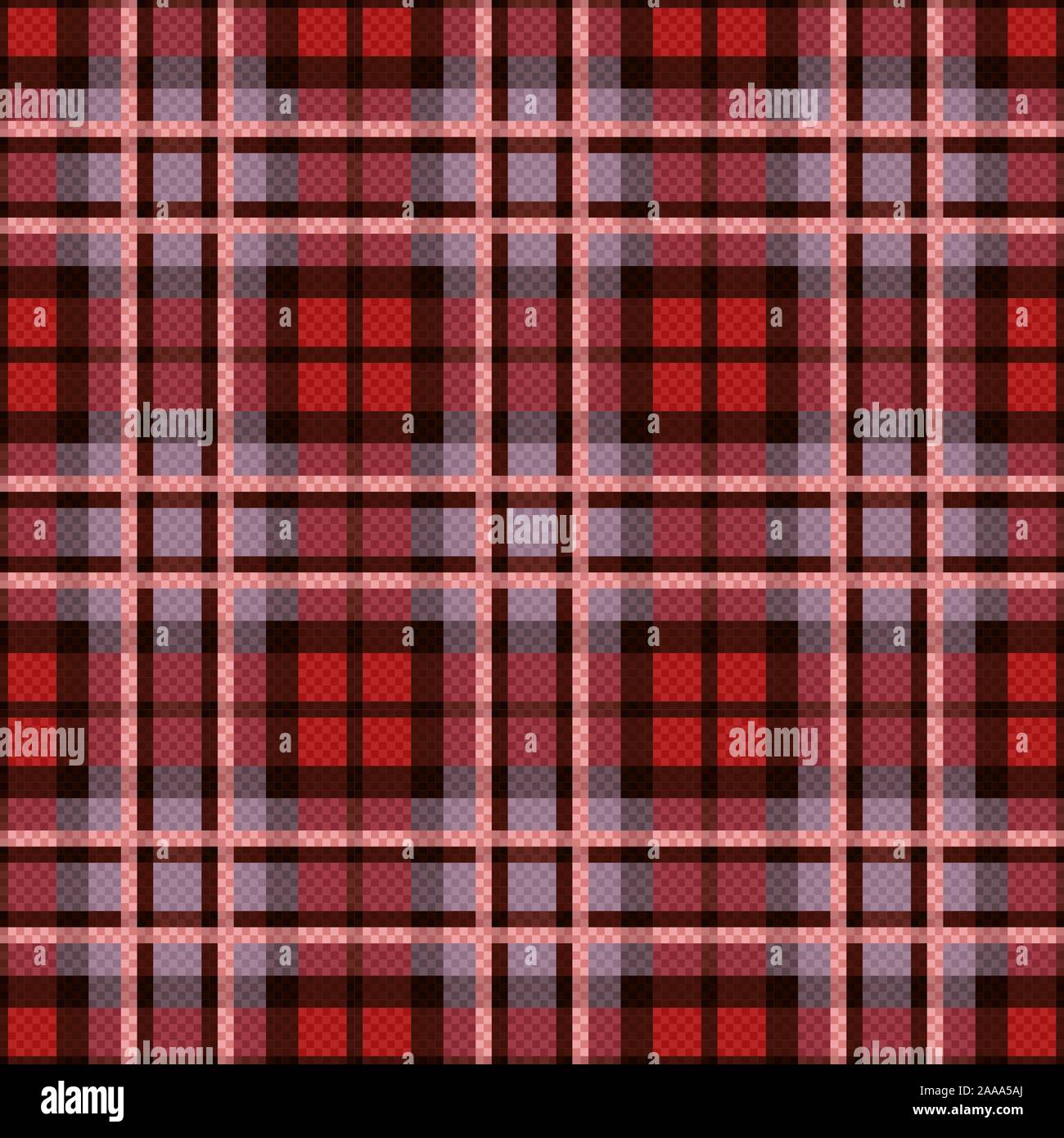 Rectangular seamless vector pattern as a tartan plaid in red hues Stock Vector