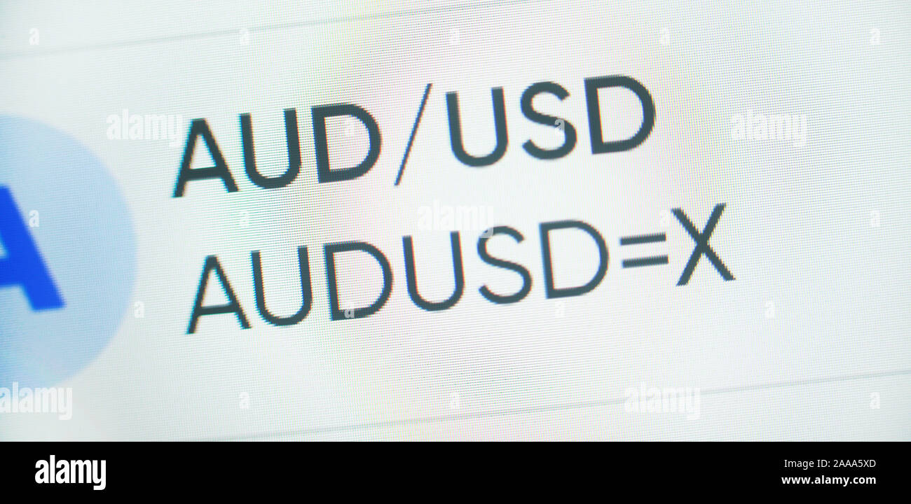 Currency - Australian dollar US dollar Currency exchange on computer screen Stock Photo Alamy